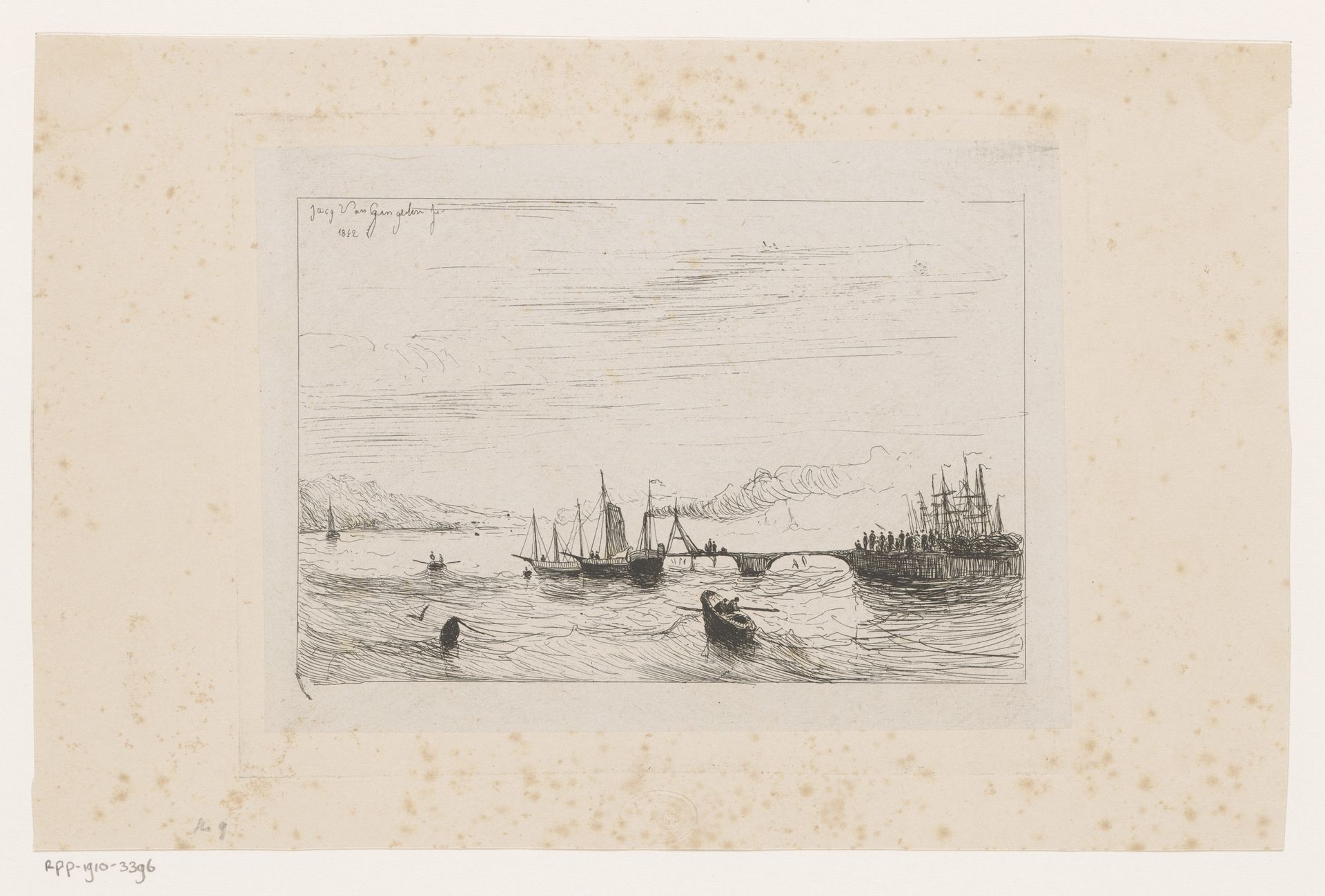 Kade met pier in het water by Jacques Van Gingelen