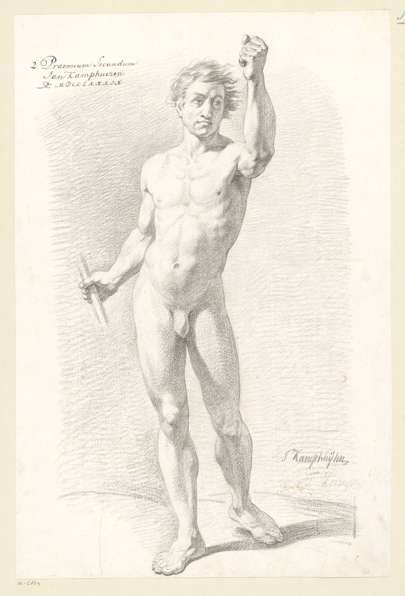 Staand mannelijk naakt, van voren gezien (2e prijs 1789) by Jan Kamphuijsen