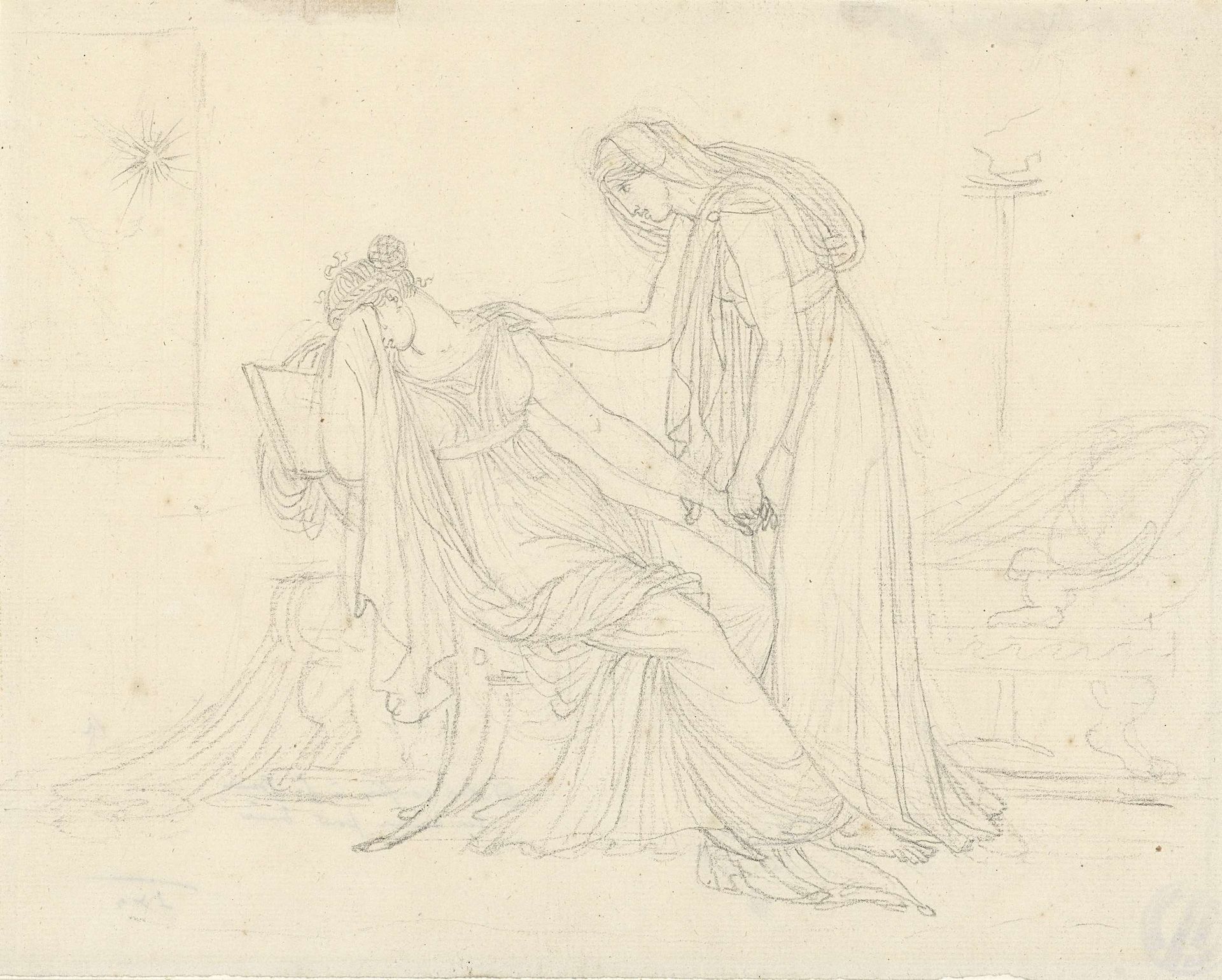 Dido bekent haar zuster haar liefde voor Aeneas by Anne-Louis Girodet