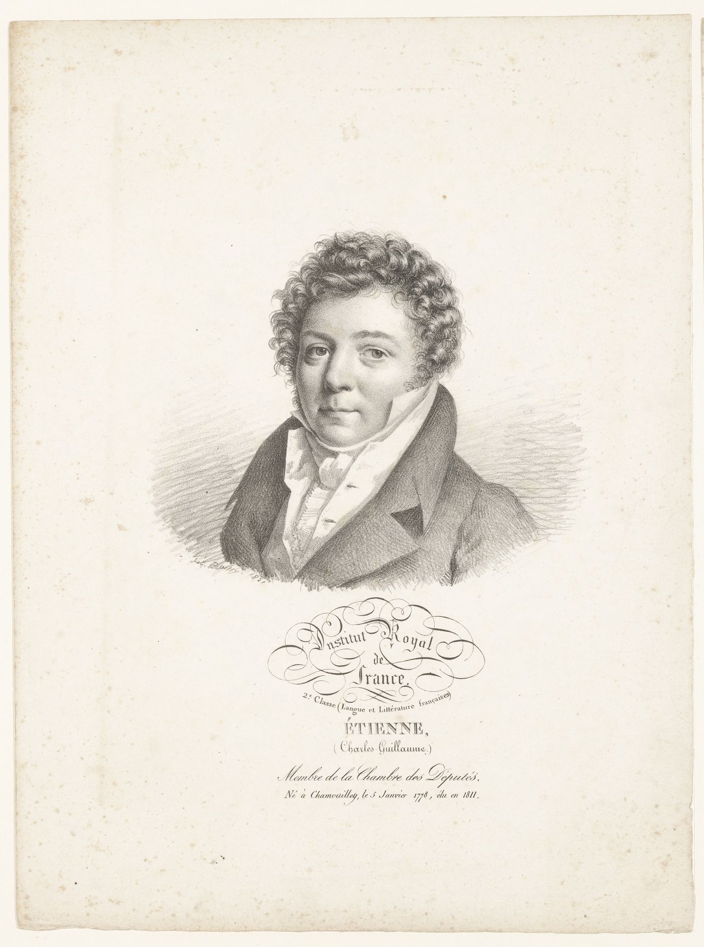Portret van de schrijver Charles-Guillaume Étienne by Julien-Léopold Boilly