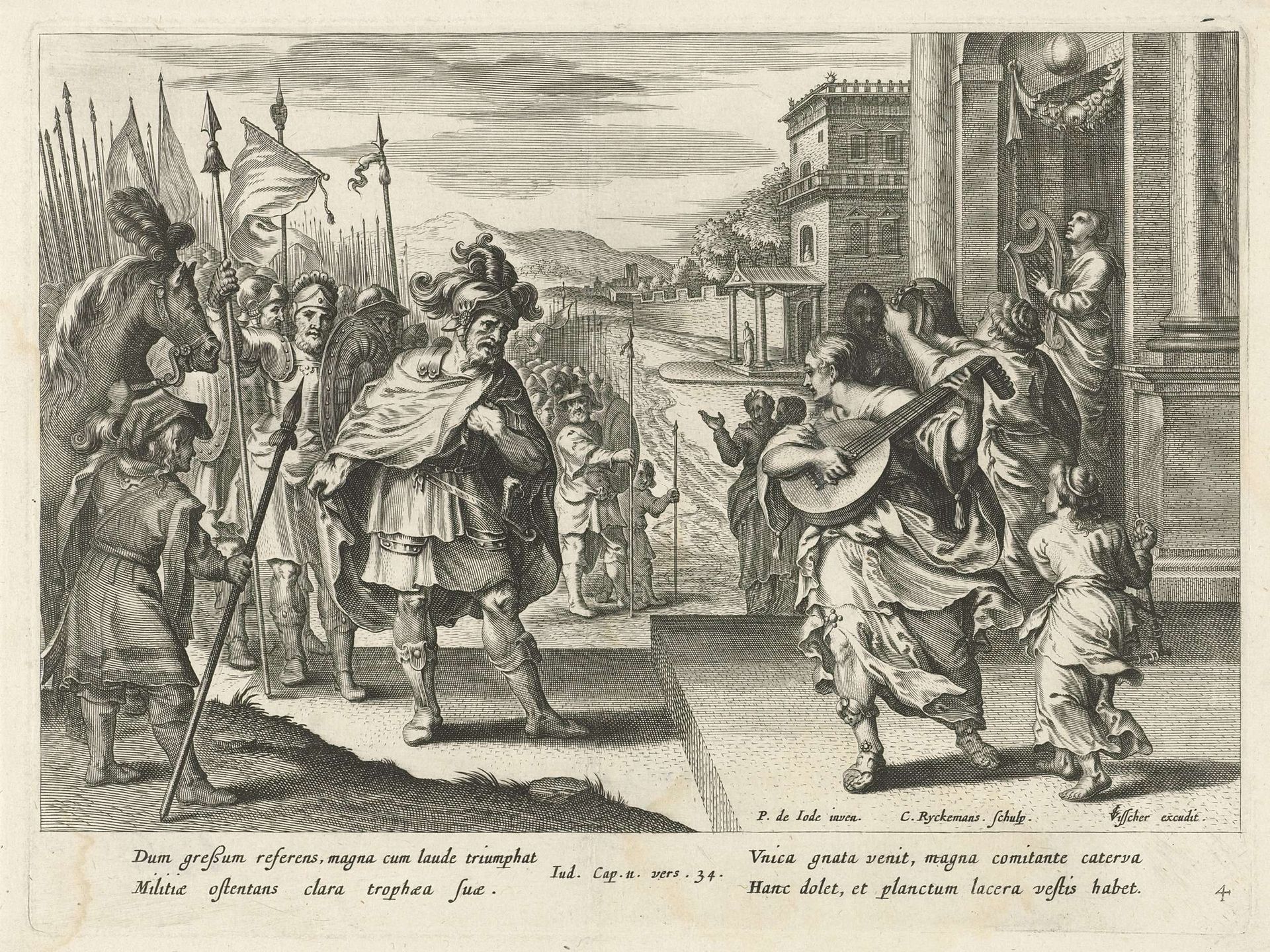Jefta wordt door zijn dochter verwelkomd by Nicolaes Ryckmans