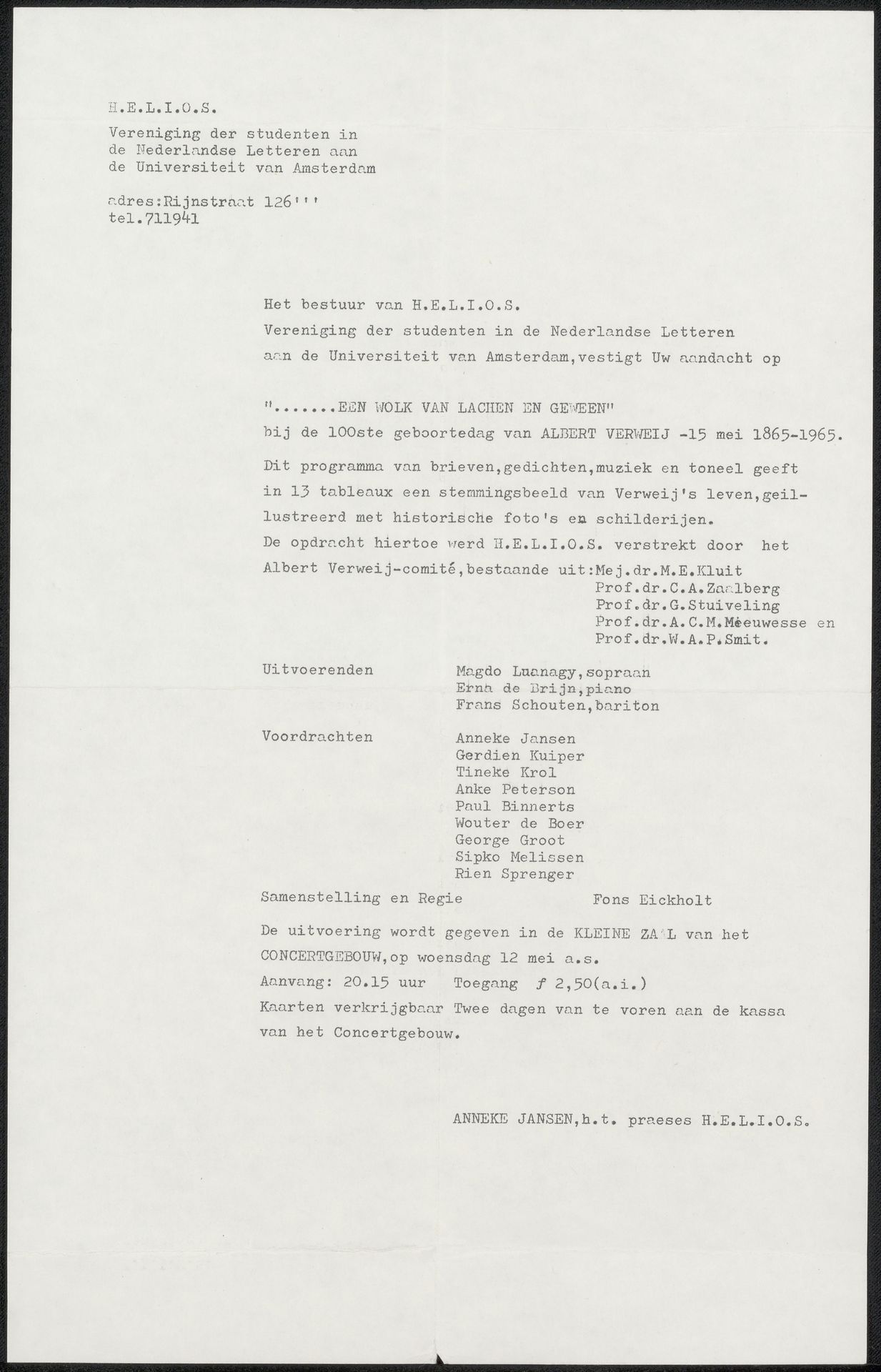 Programma uit archief Jan Veth by Anonymous