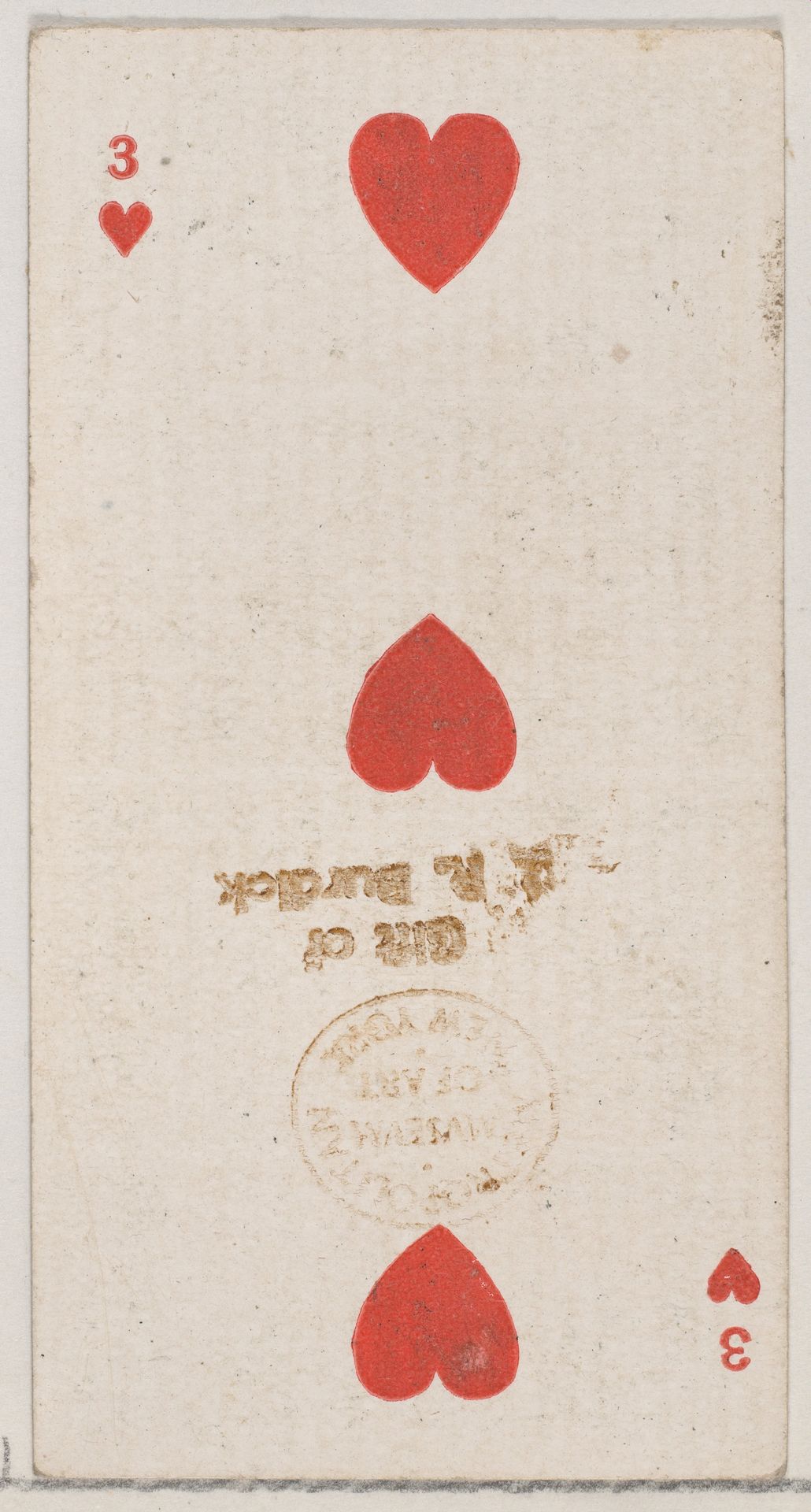 Three Hearts (red), from the Playing Cards series (N84) for Duke brand cigarettes by W. Duke, Sons & Co.