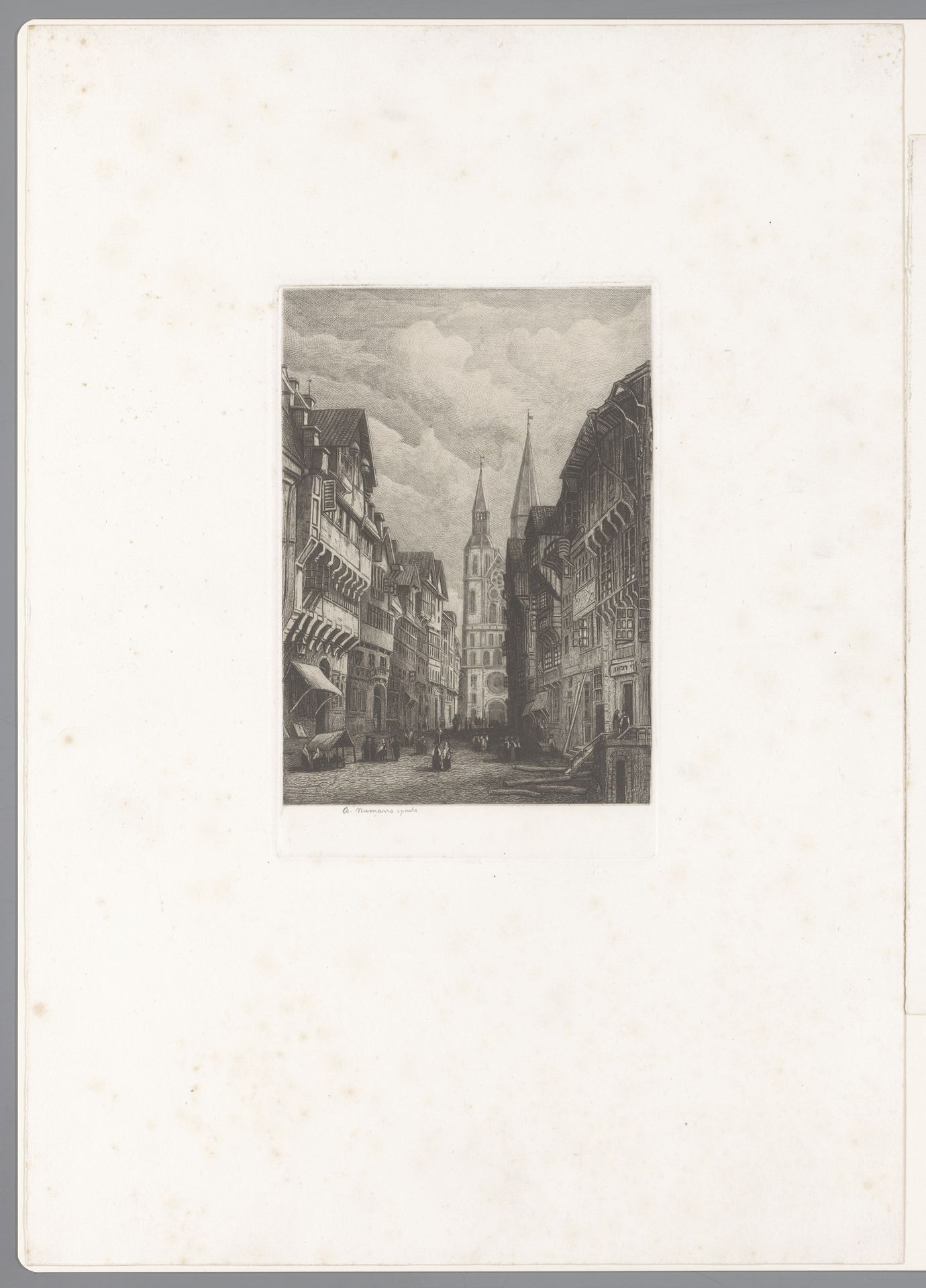 Gezicht op een straat in Braunschweig by Auguste Numans