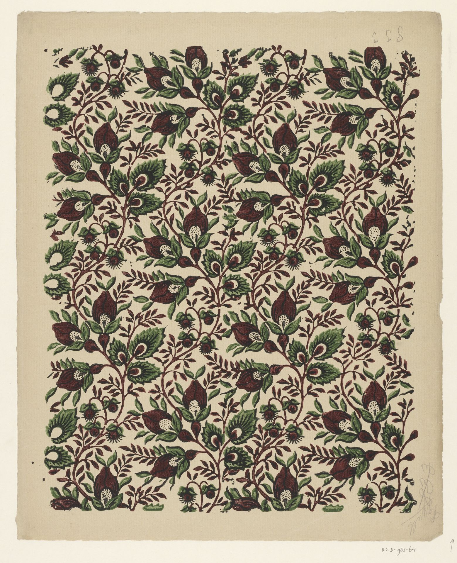 Blad met patroon van slingerende ranken by Stampi Remondiniani PESP
