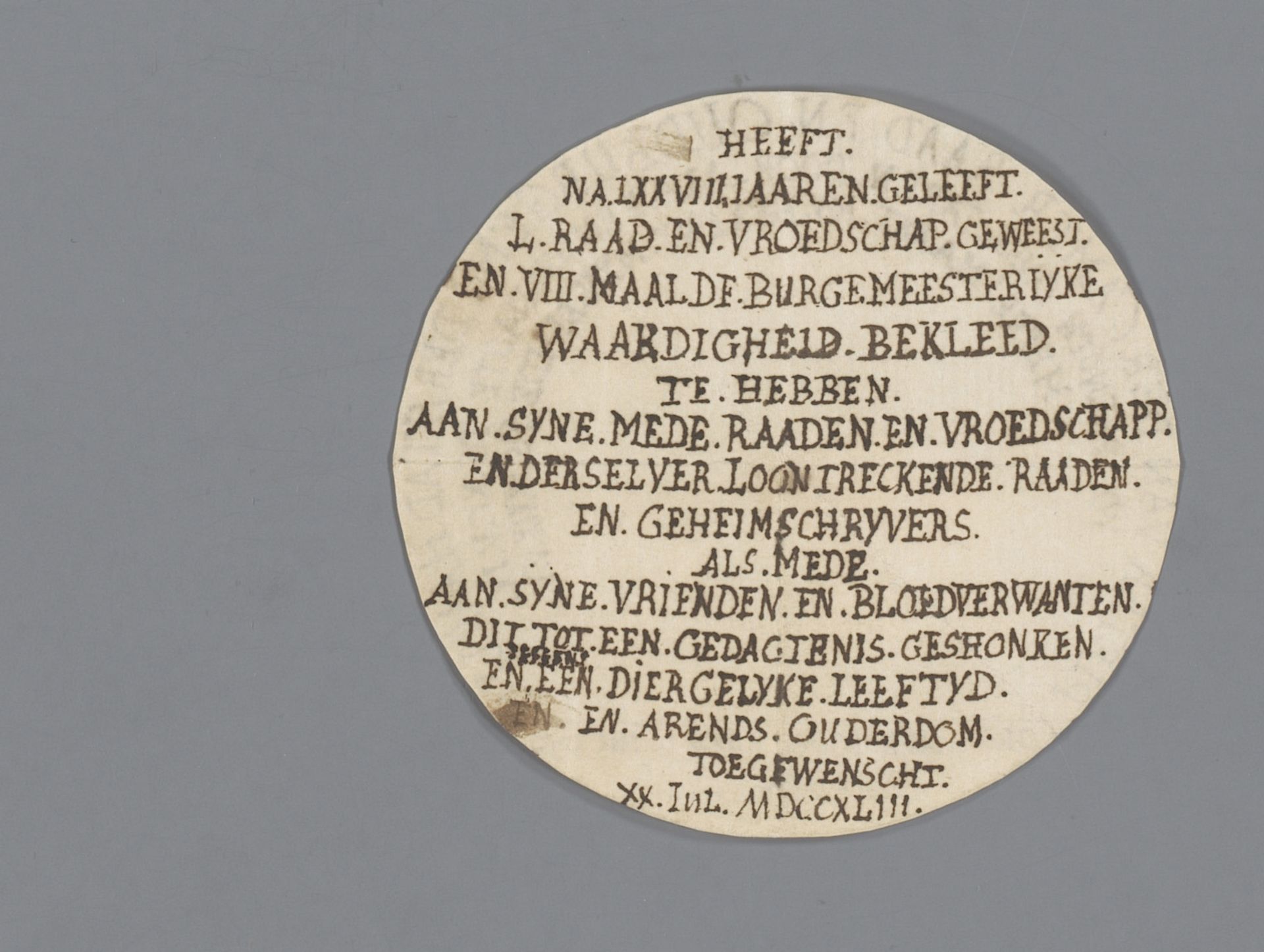 Ontwerp voor een historiepenning voor raad, schepen en oud-burgemeester van Haarlem Pieter van der Camer by Anonymous