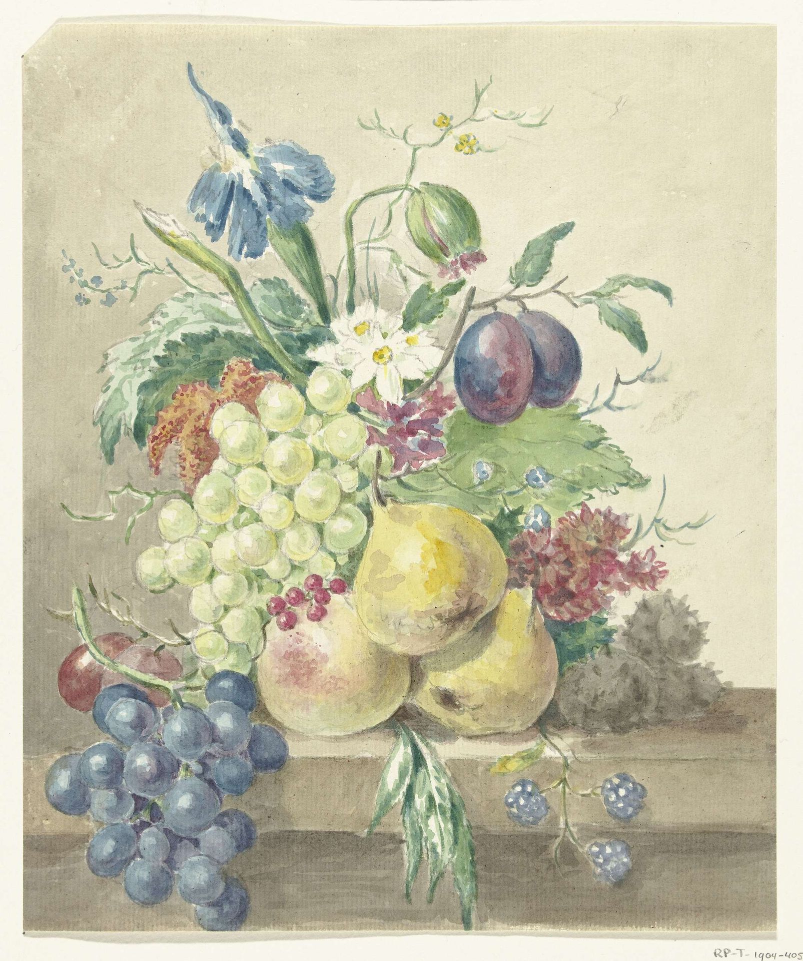 Stilleven van bloemen en vruchten by Jean Bernard