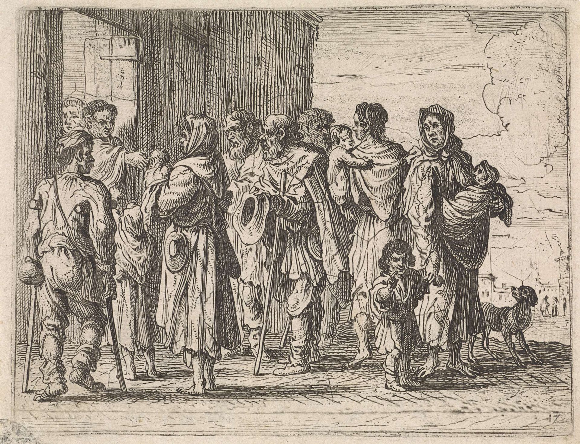 Bedelaars voor een klooster by Cornelis de Wael