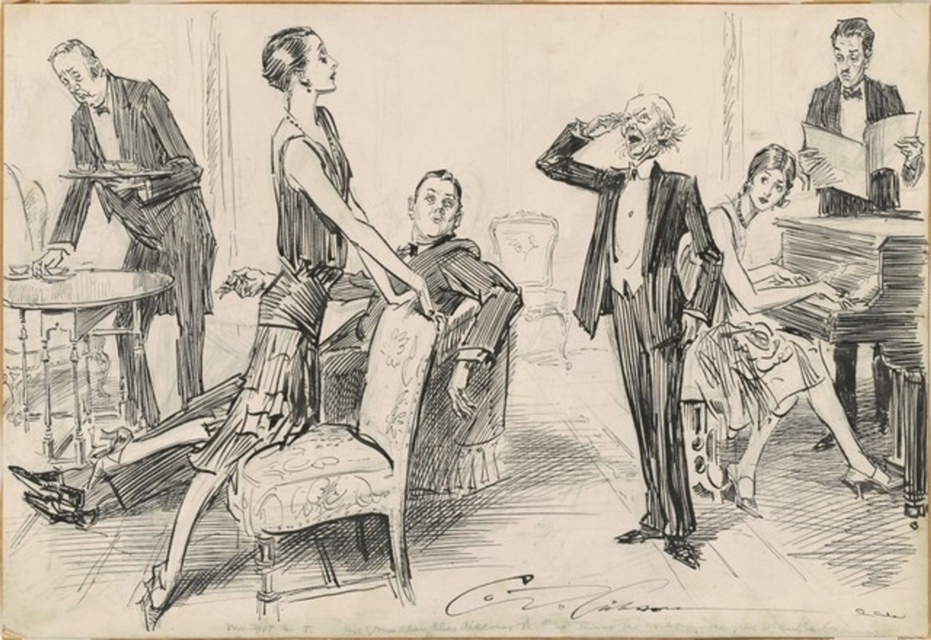 His Granddaughters Discover He Knows the Words of the Star Spangled Banner by Charles Dana Gibson