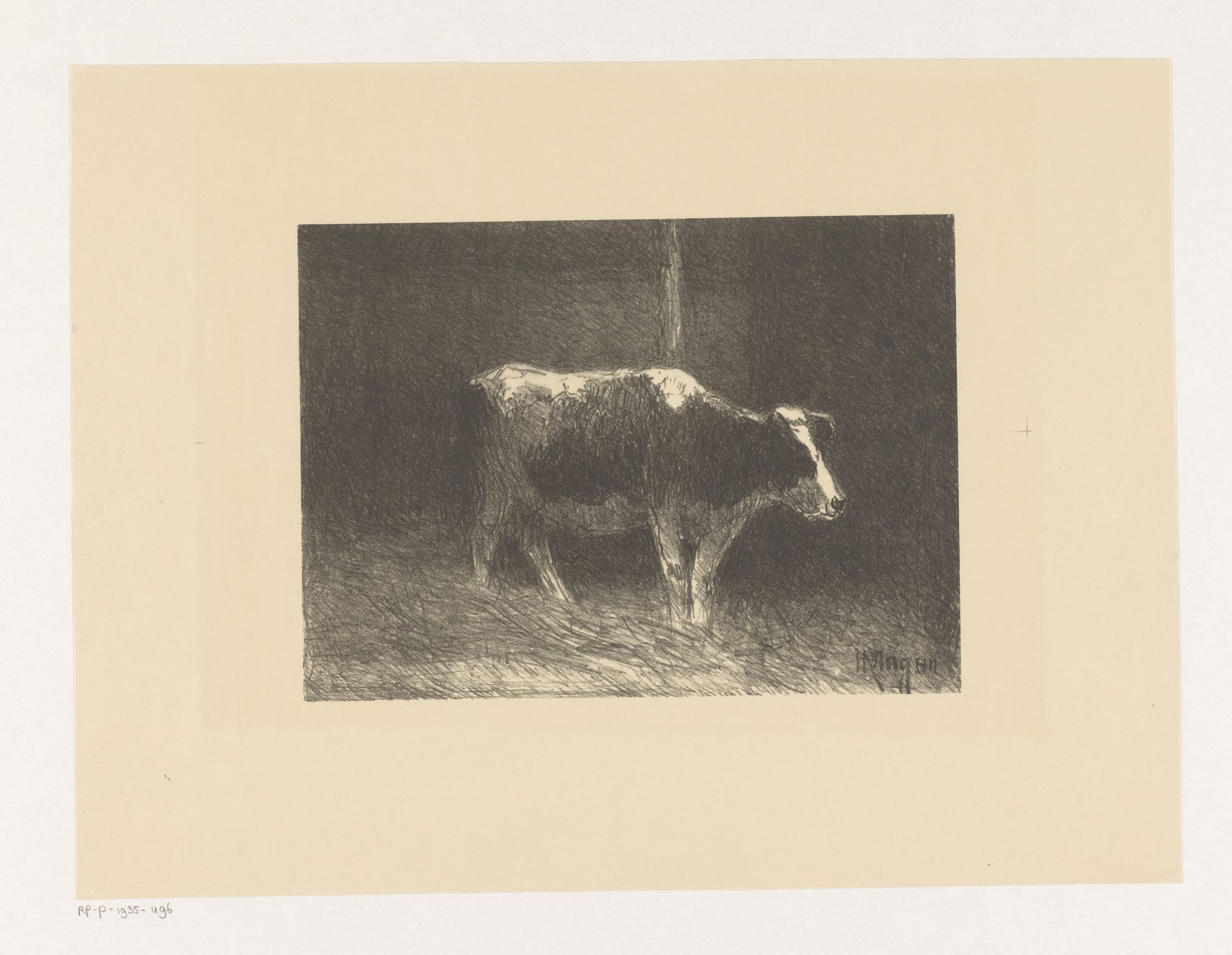 Koe in stal by Hendrikus Alexander van Ingen