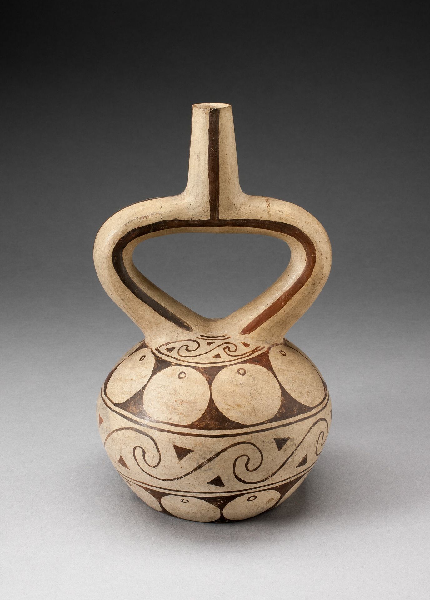 Stirrup Spout Vessel with Geometric Motifs by Moche