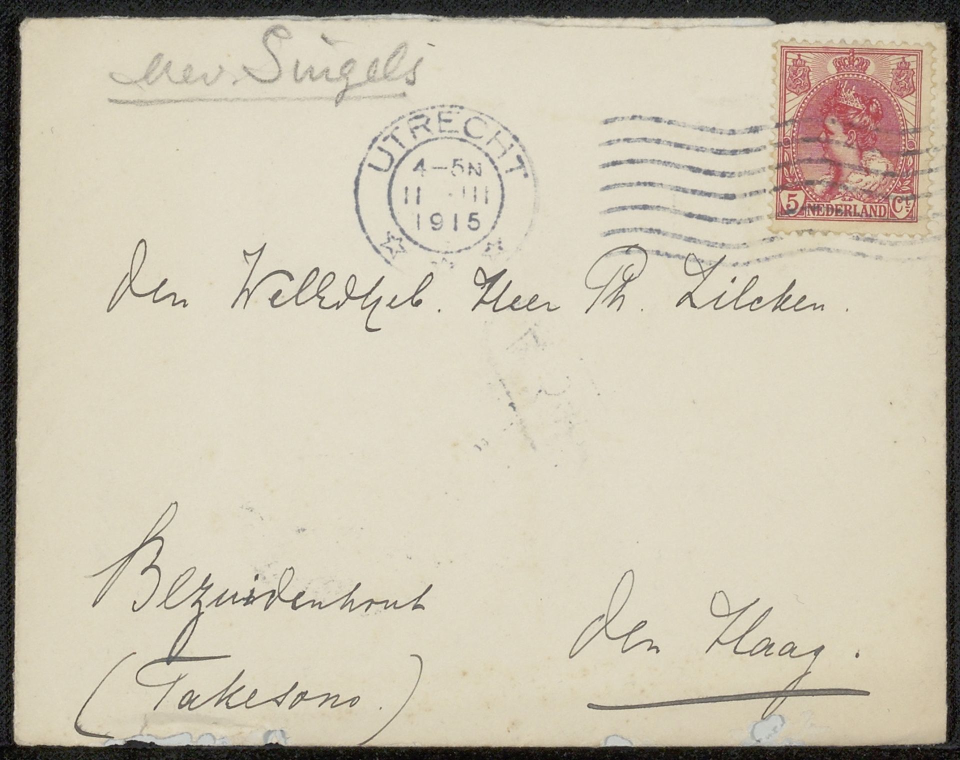 Envelop aan Philip Zilcken by Anna Singels-Heintz
