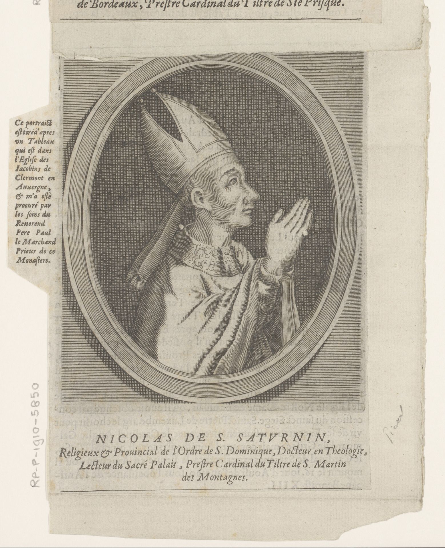 Portret van Nicolas de Saint-Saturnin by Etienne Picart