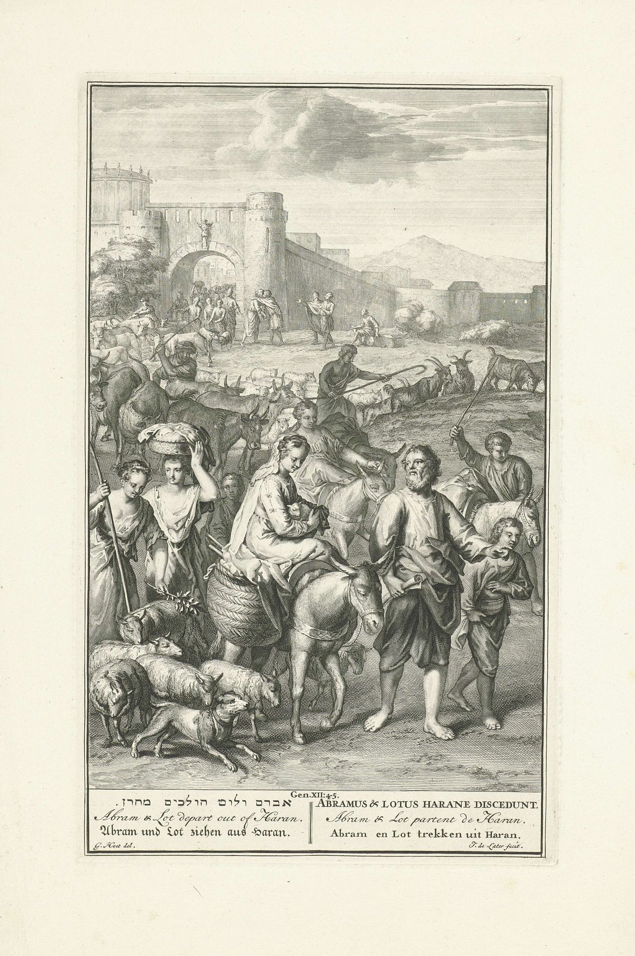 Abraham en Lot verlaten Haran by Jacob de Later