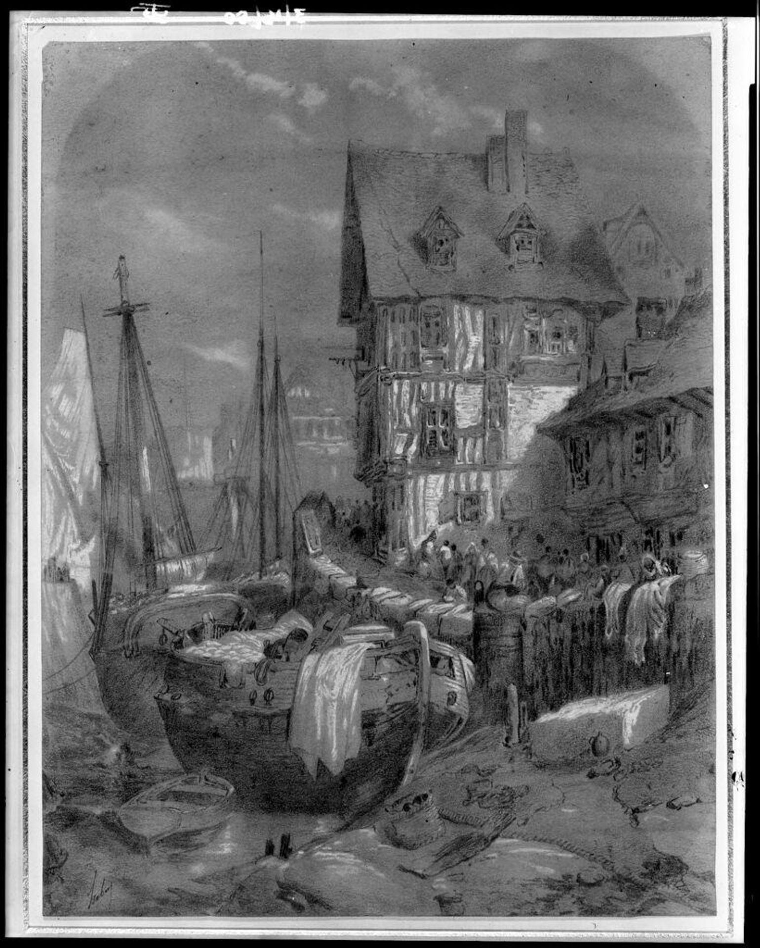 Morlaix, Le Quai des Lances by Eugène Isabey