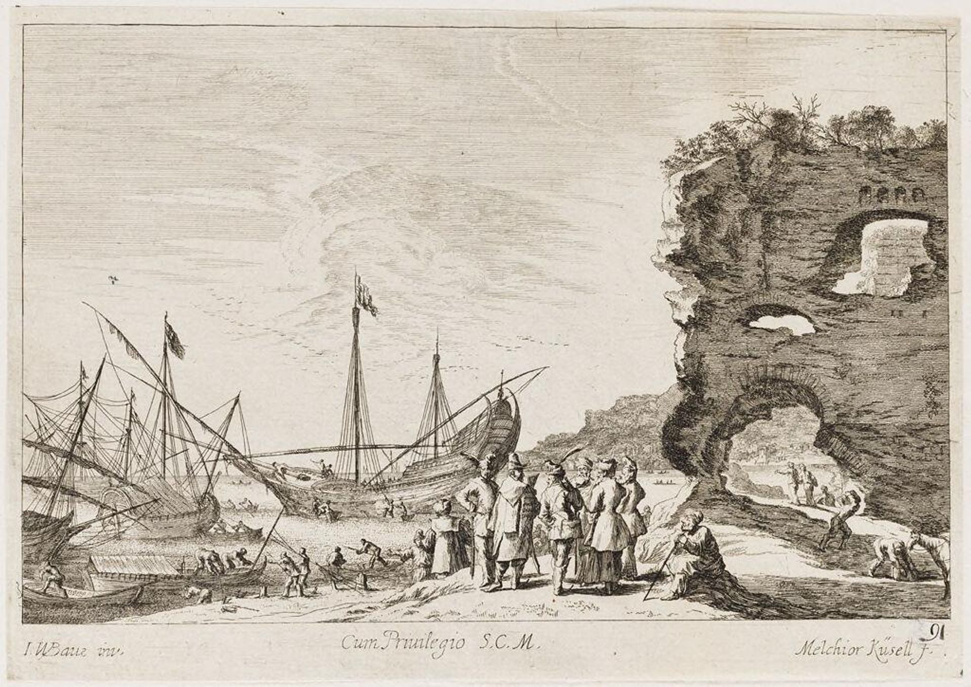 Pozzolo Ruins Near the Grotto of the Sibyl Cumana by Melchior KÃ¼sel
