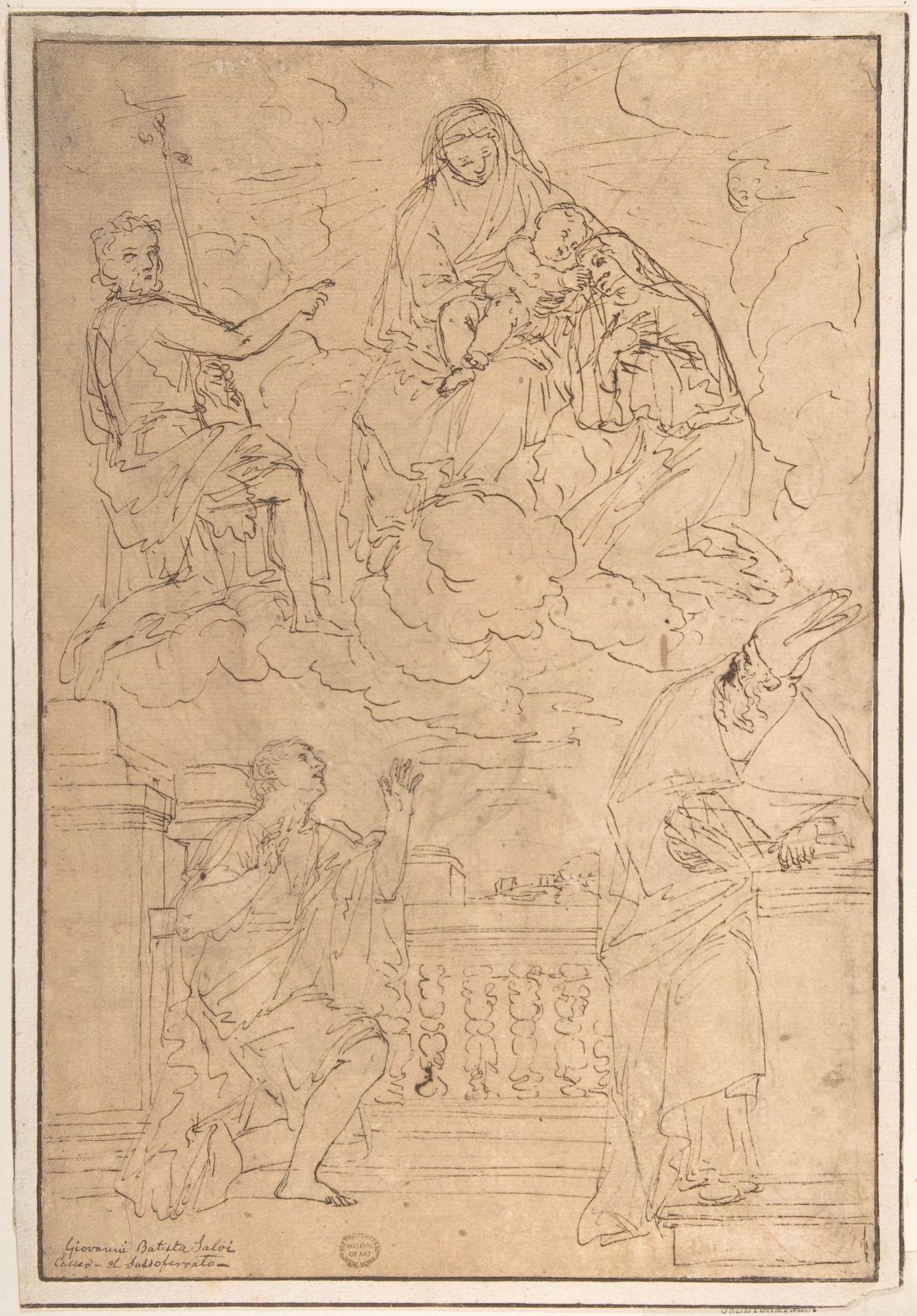 Madonna and Child with Saint John the Baptist and three other Saints by Anonymous