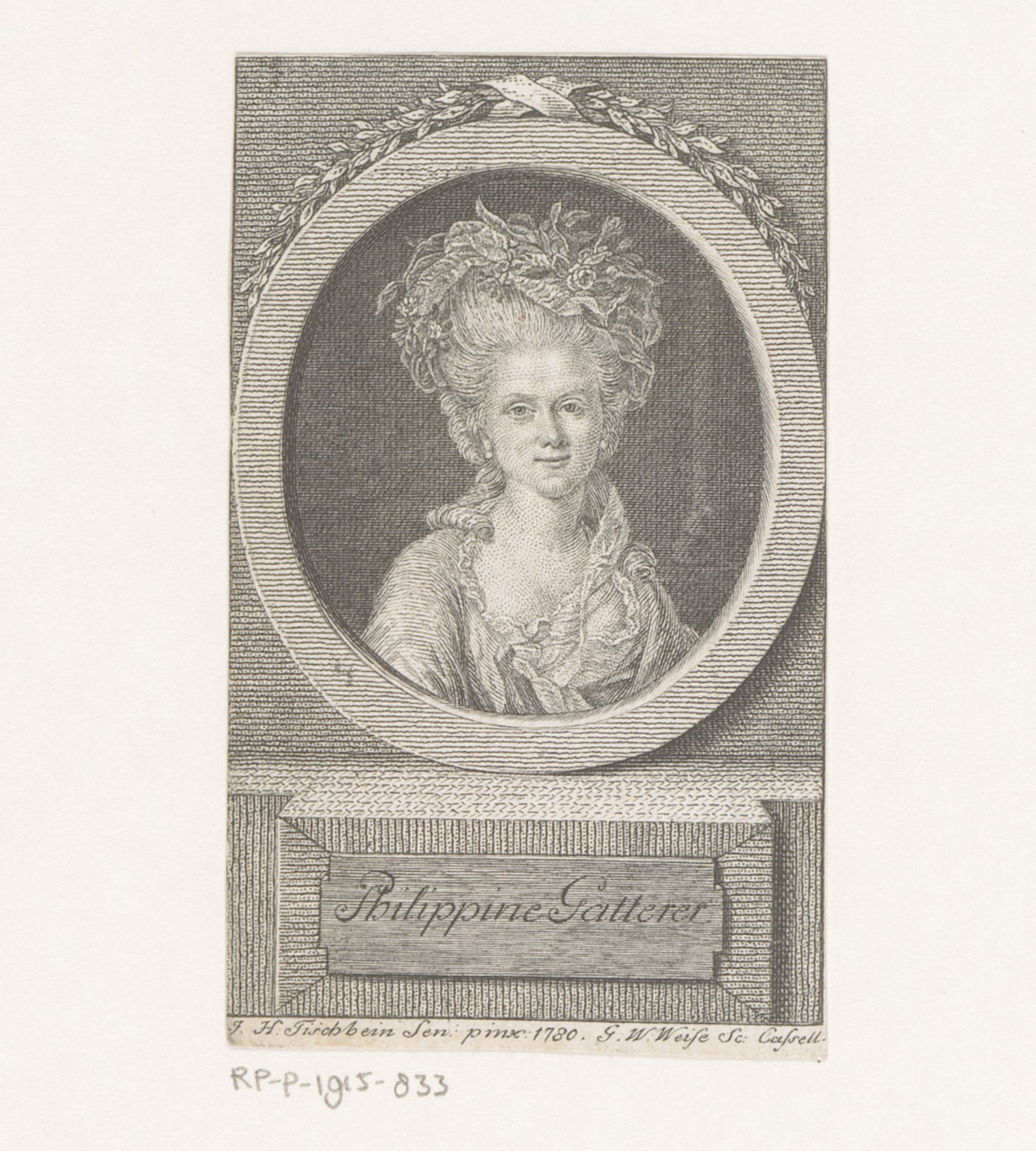 Portret van Philippine Engelhard by Gotthelf Wilhelm Weise