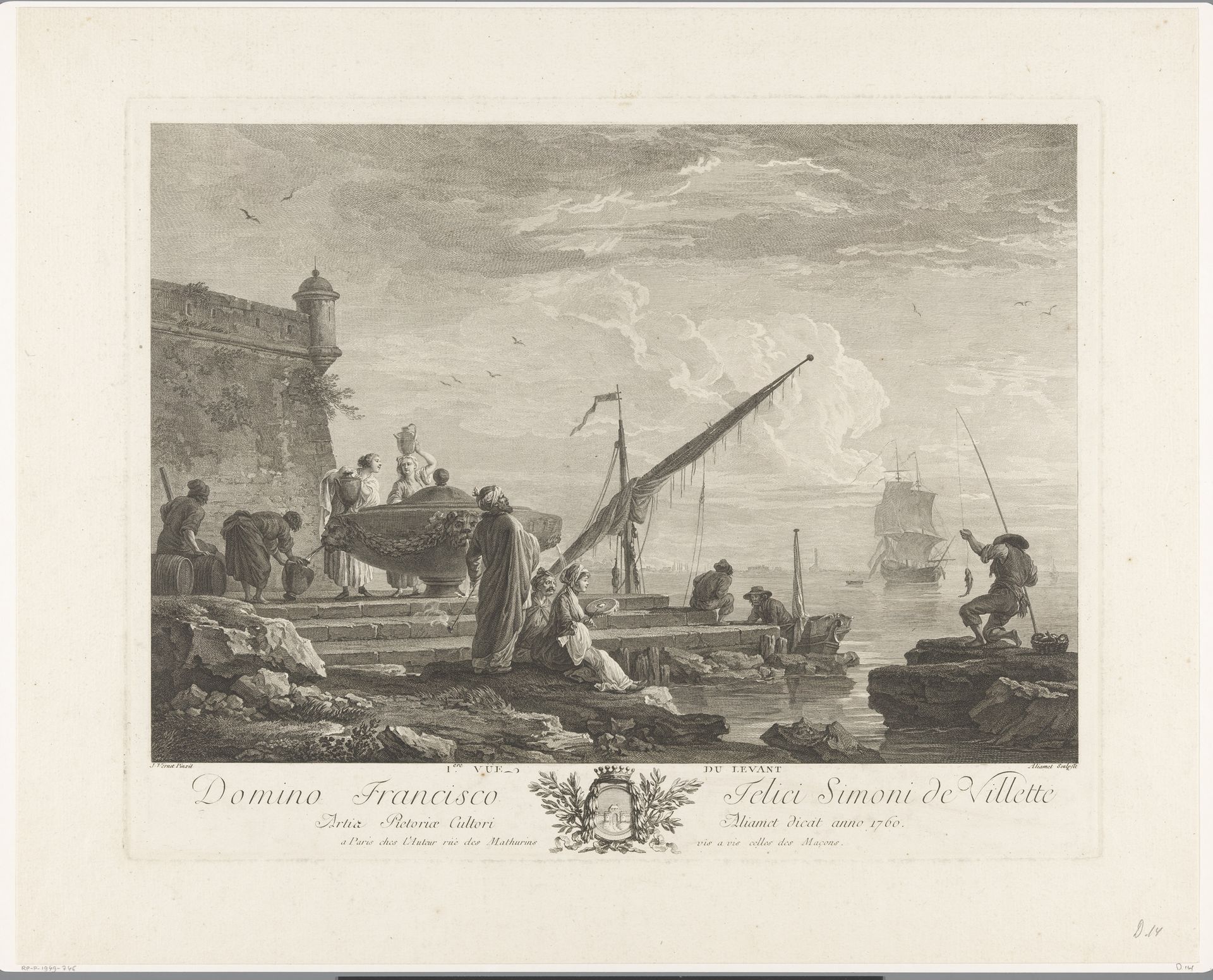 Figuren aan een rivieroever in de Levant by Jacques Aliamet
