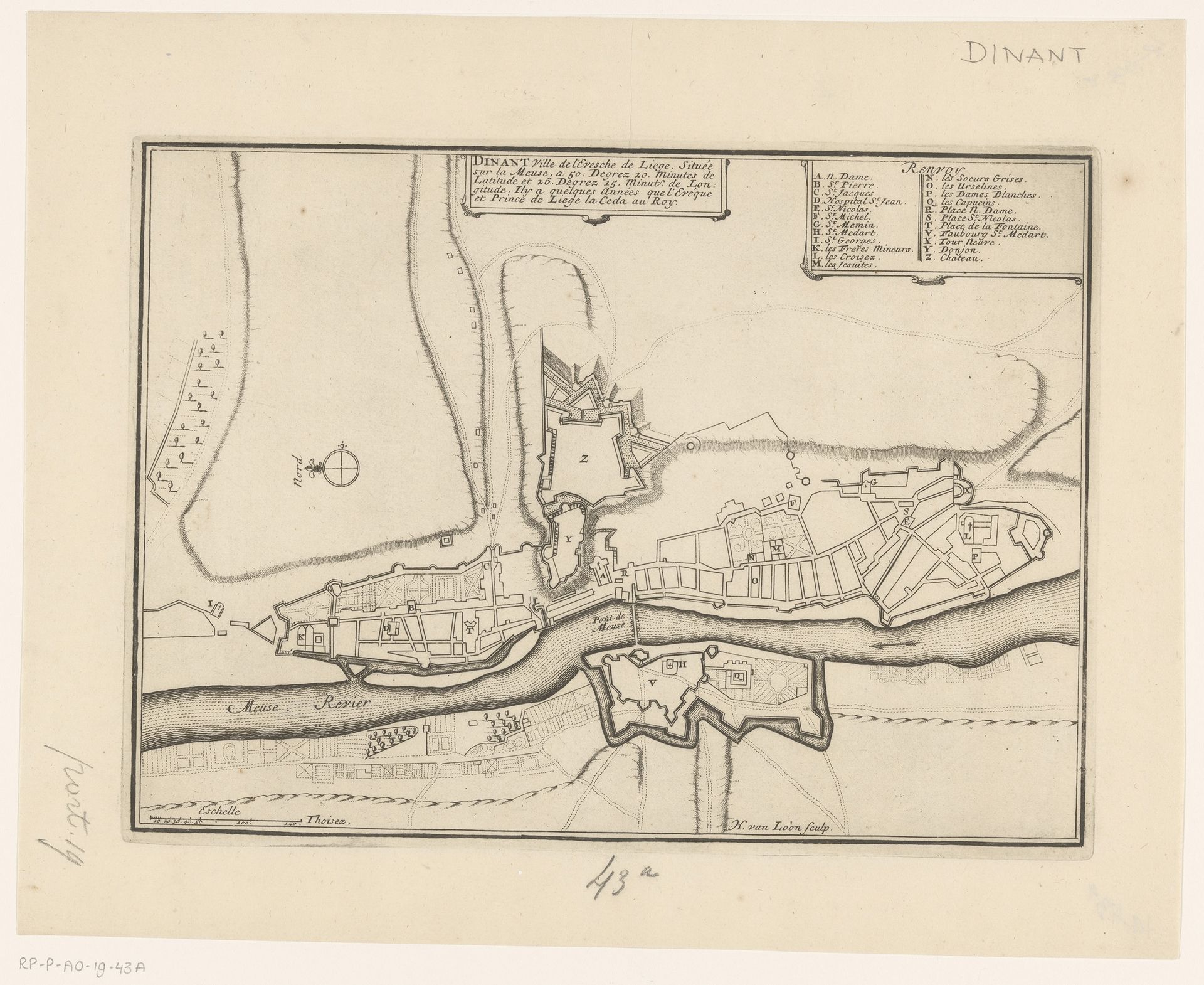 Vestingplattegrond van Dinant by Harmanus van Loon