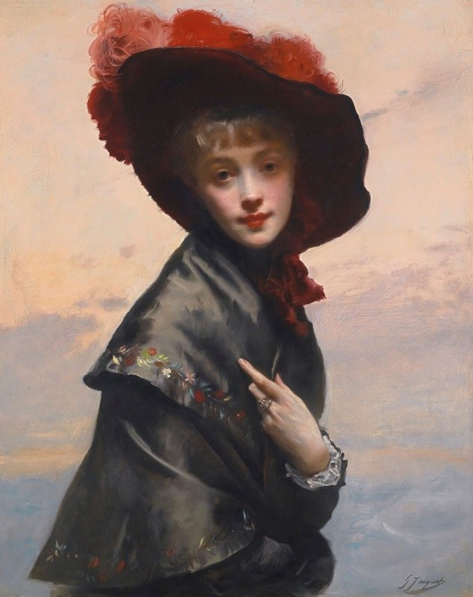 Dame au chapeau by Gustave Jean Jacquet