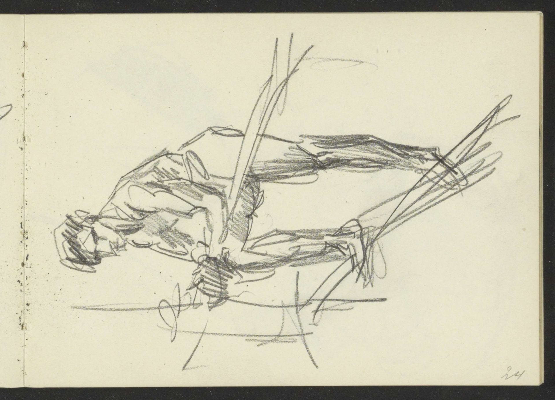 Man met ontbloot bovenlijf, leunend op een balustrade by Isaac Israels
