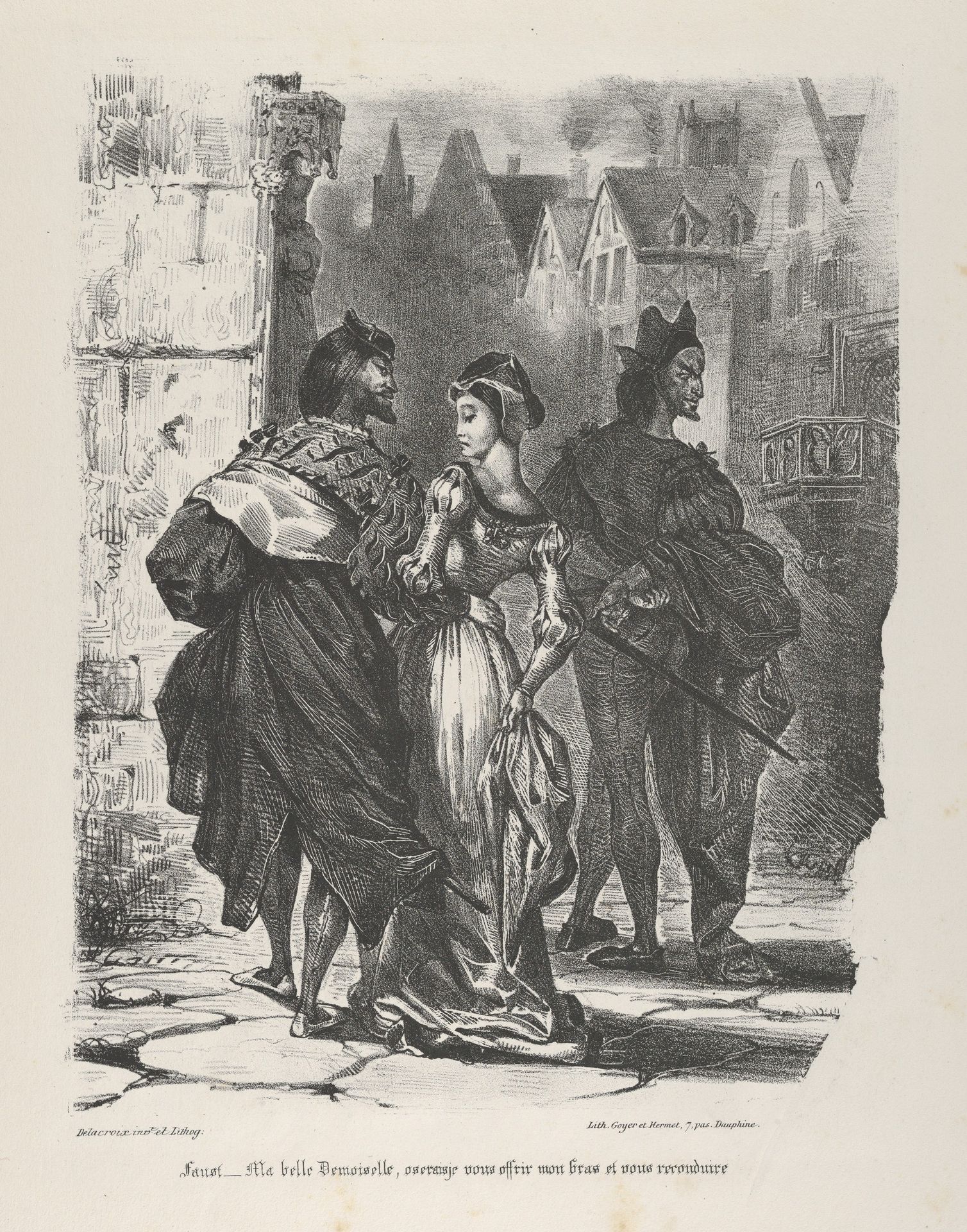 Faust Trying to Seduce Marguerite (Goethe, Faust) by Eugène Delacroix
