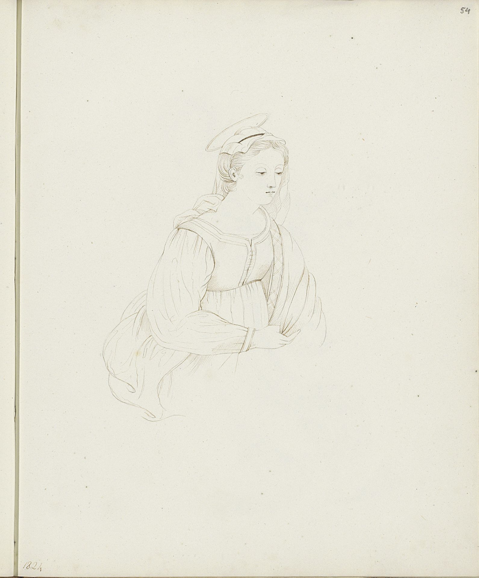 Zittende vrouw in zestiende-eeuwse kleding by jonkvrouw Elisabeth Kemper