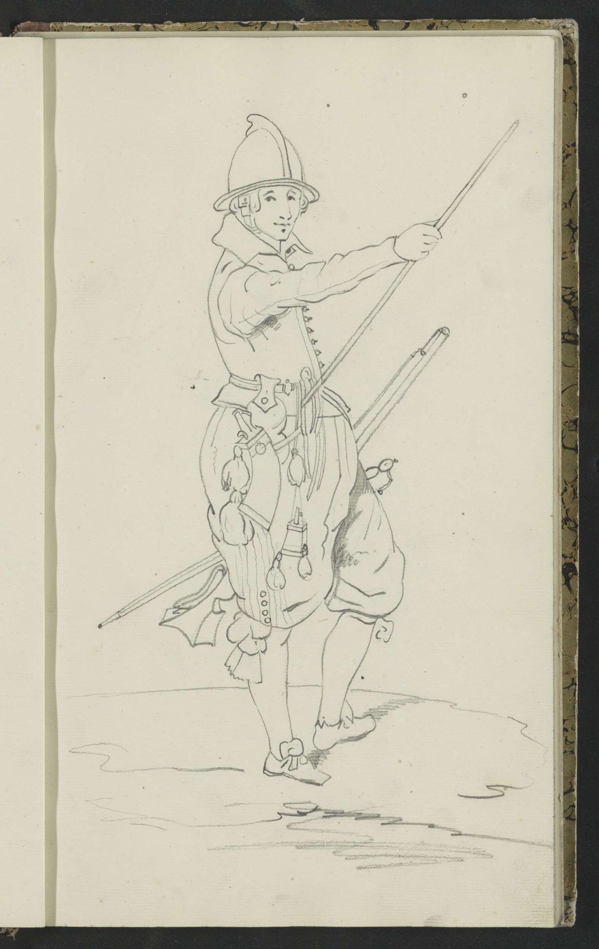 Soldaat die zijn spies in de rechterhand en musket in de linkerhand draagt by Johannes Antonius Canta