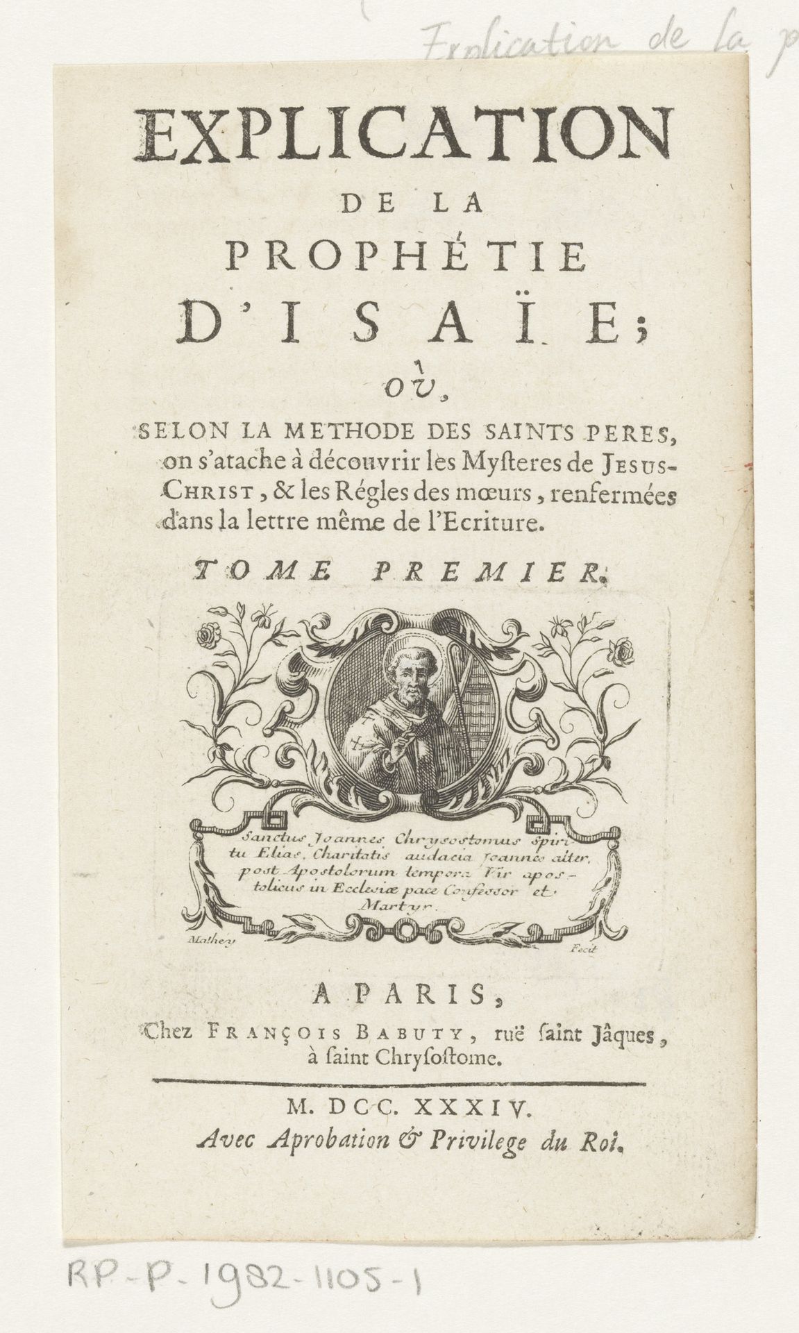 Johannes Chrysostomus by C. Mathey