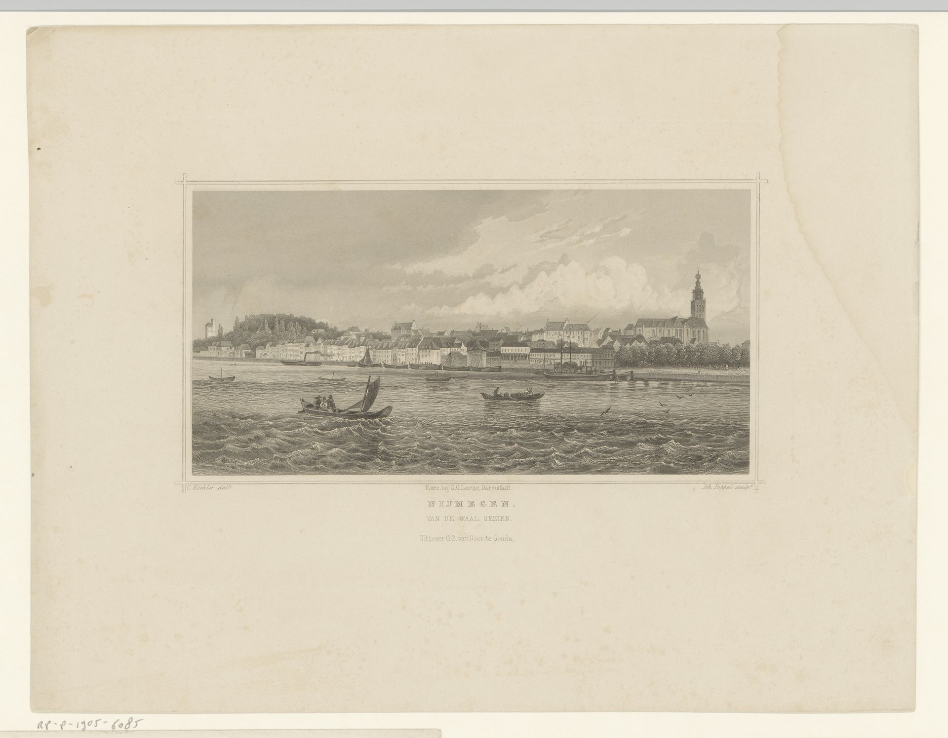 Gezicht op Nijmegen by Johann Gabriel Friedrich Poppel