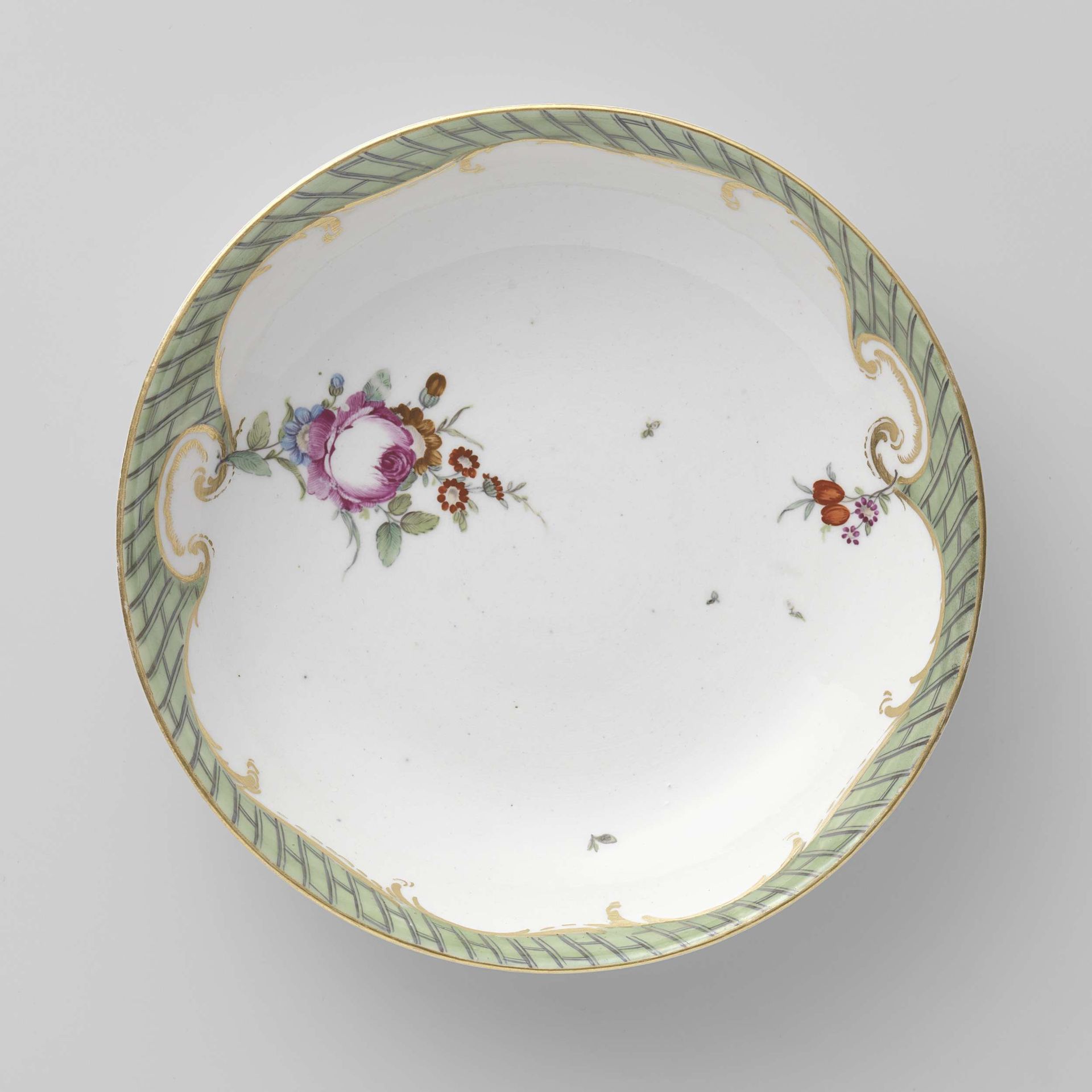 Schotel, beschilderd met bloemen en laddermotief by Loosdrecht