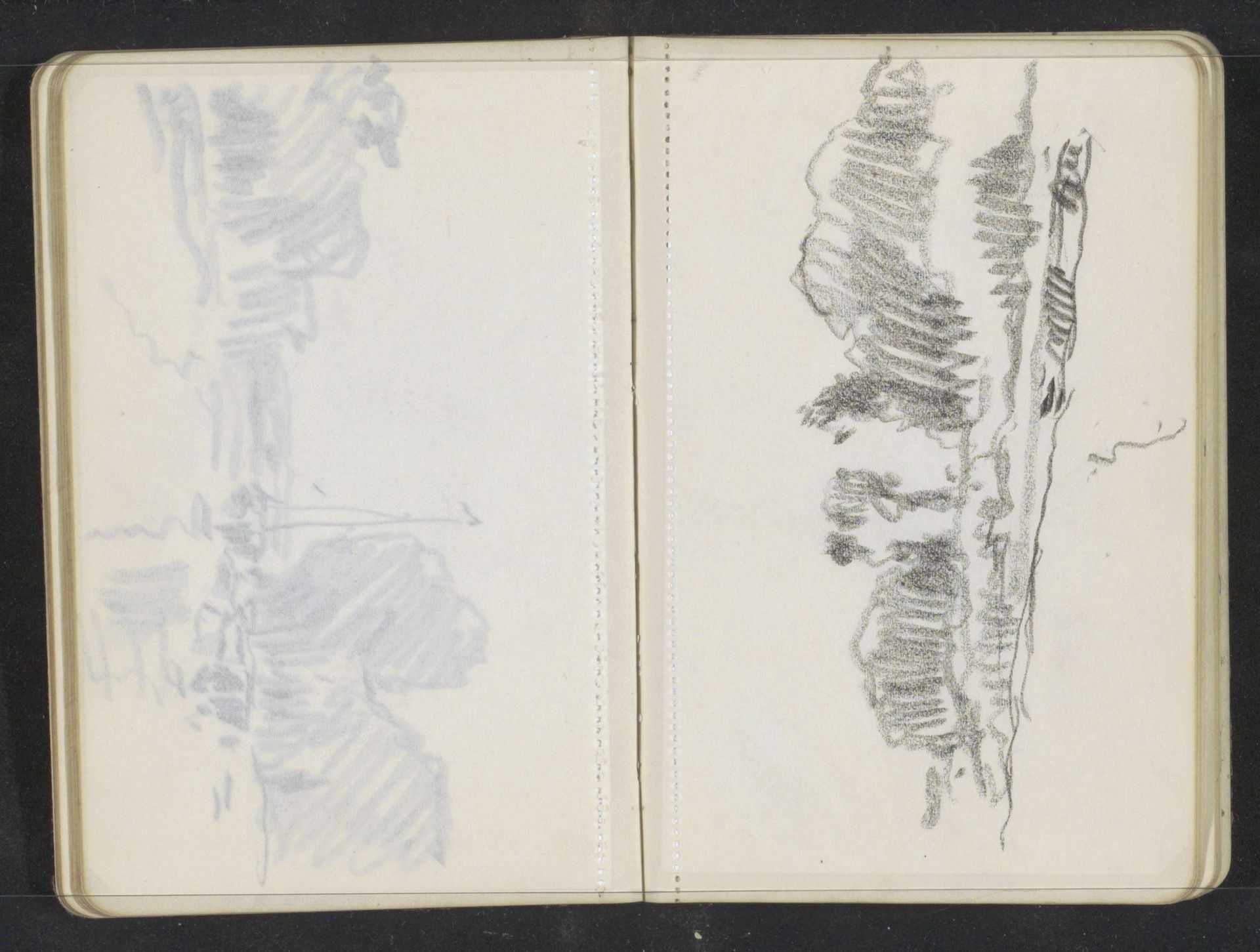 Bomen en een roeiboot aan een waterkant by Alexander Shilling