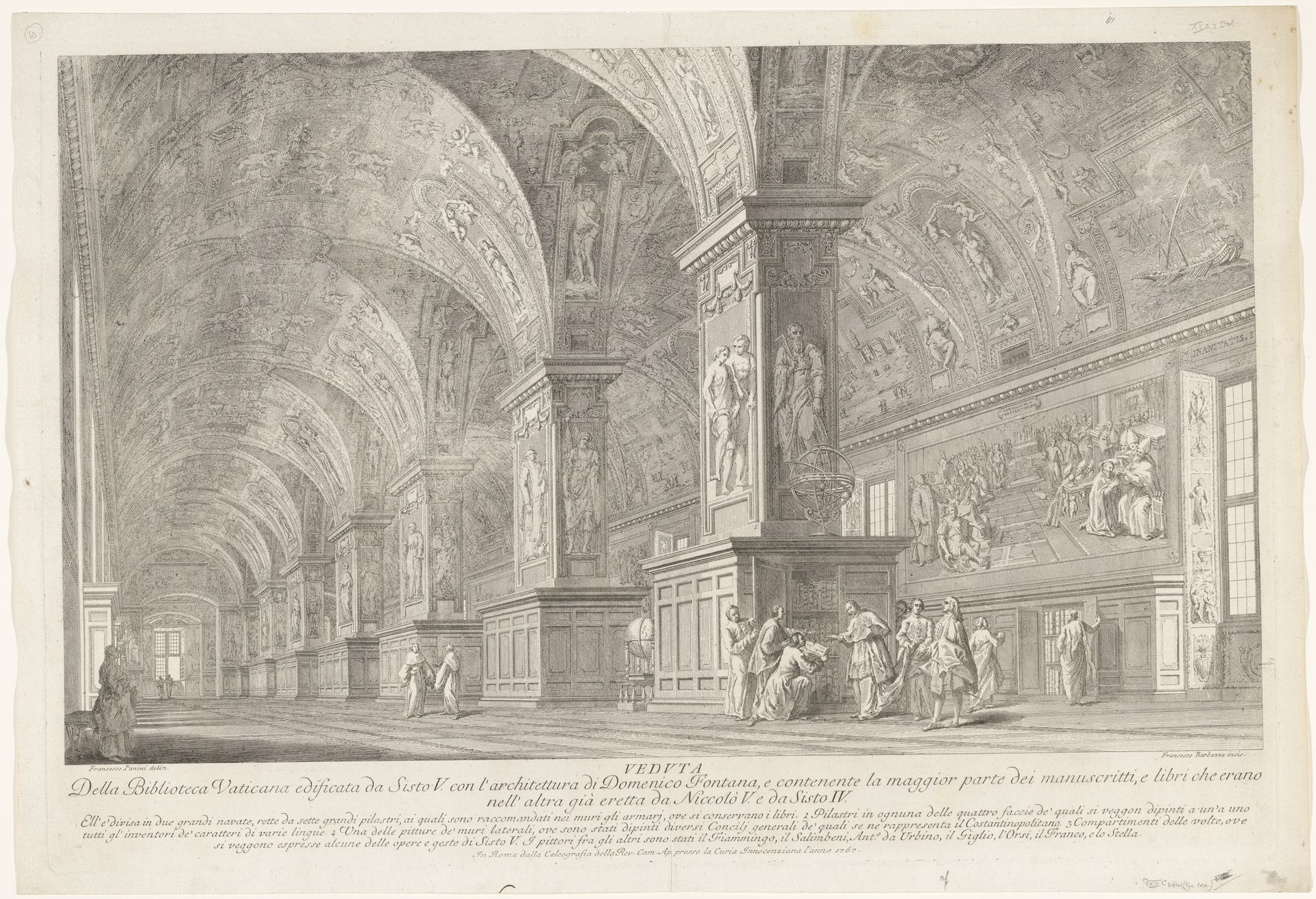 Interieur van de Vaticaanse Bibliotheek by Francesco Barbazza