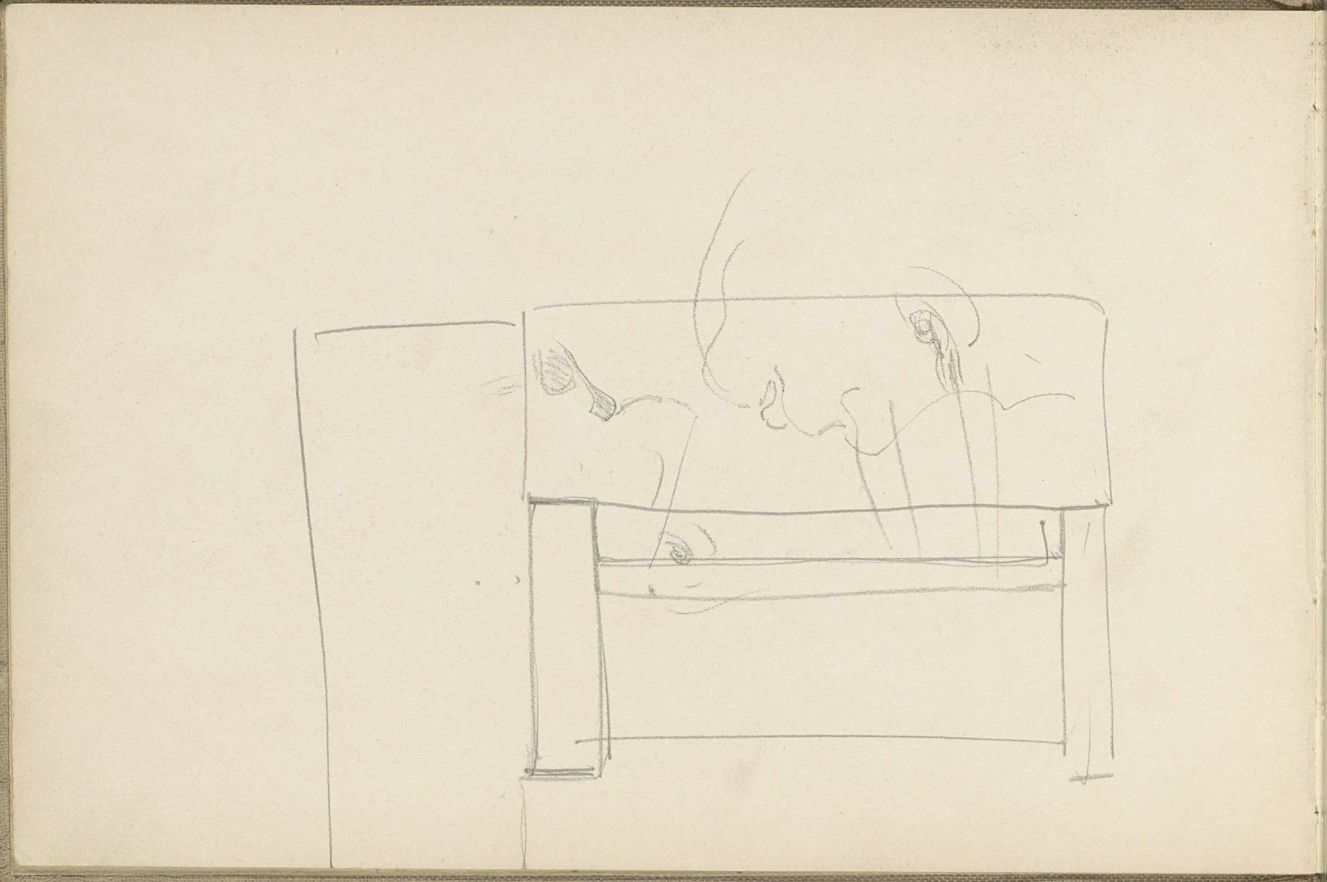 Gezicht en een geometrisch patroon by Carel Adolph Lion Cachet