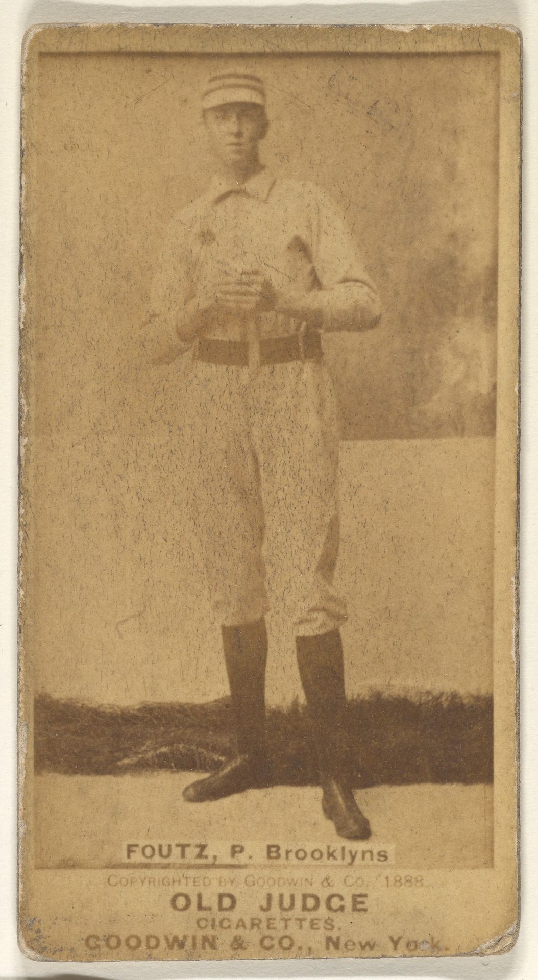 Foutz, Pitcher, Brooklyn Bridegrooms, from the Old Judge series (N172) for Old Judge Cigarettes by Goodwin & Company