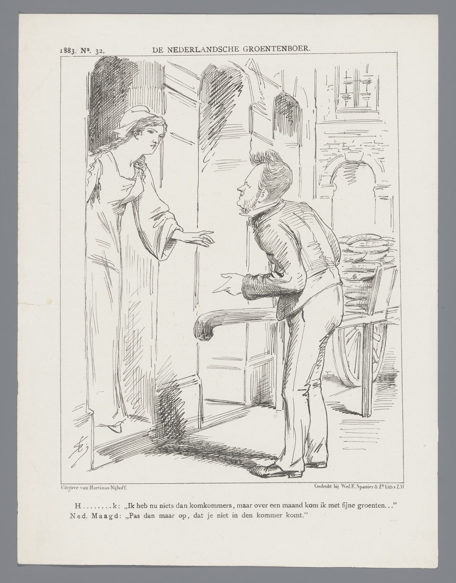 Spotprent met minister Heemskerk, 1883 by Johan Michaël Schmidt Crans