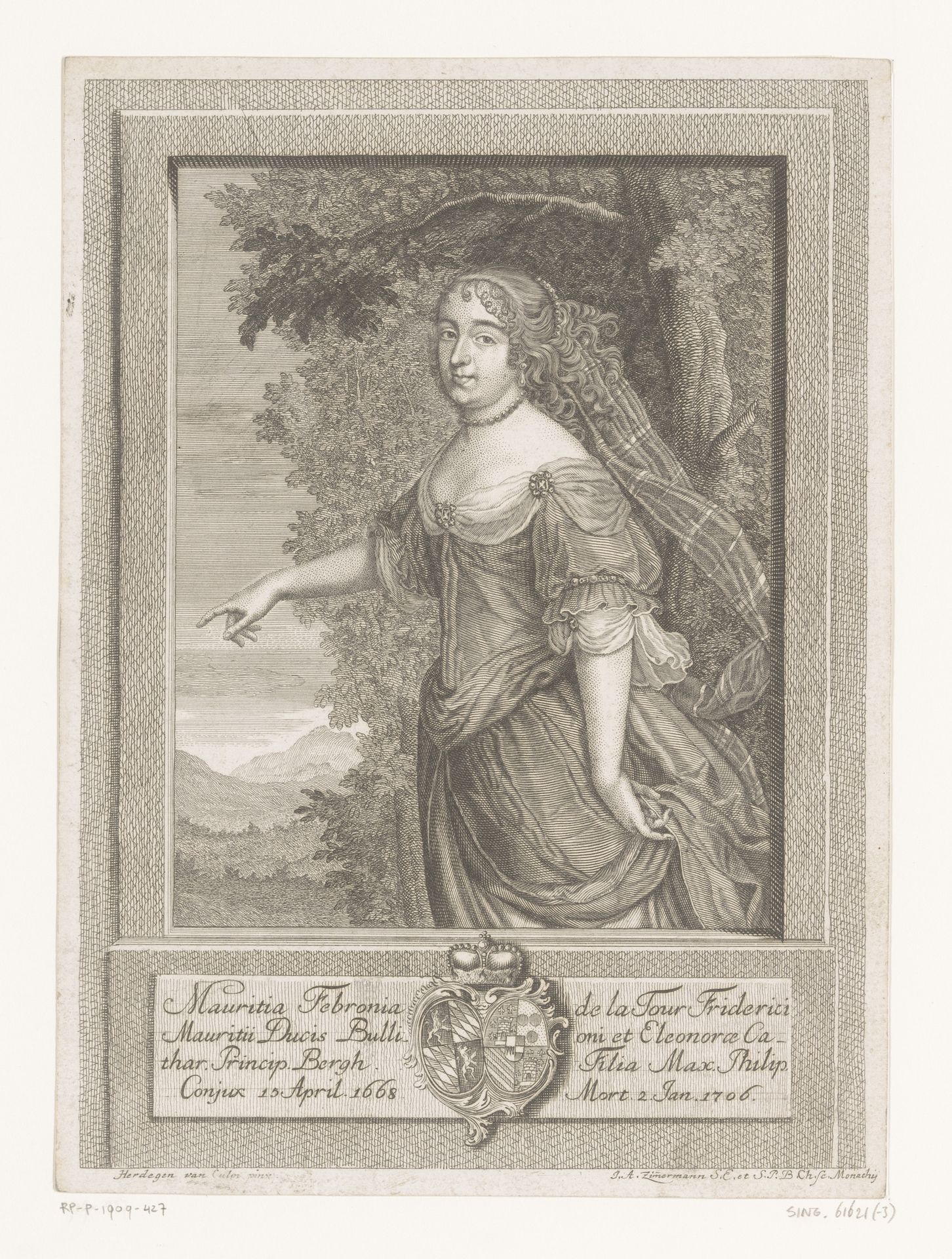 Portret van Febronia Mauritia, hertogin van Beieren by Joseph Anton Zimmermann
