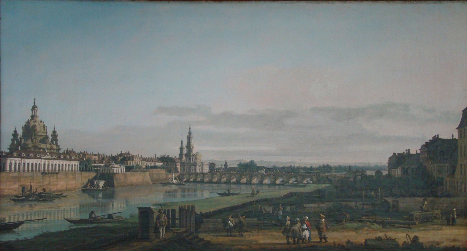 Dresden seen from right bank of the Elbe, below the Augustus Bridge by Bernardo Bellotto