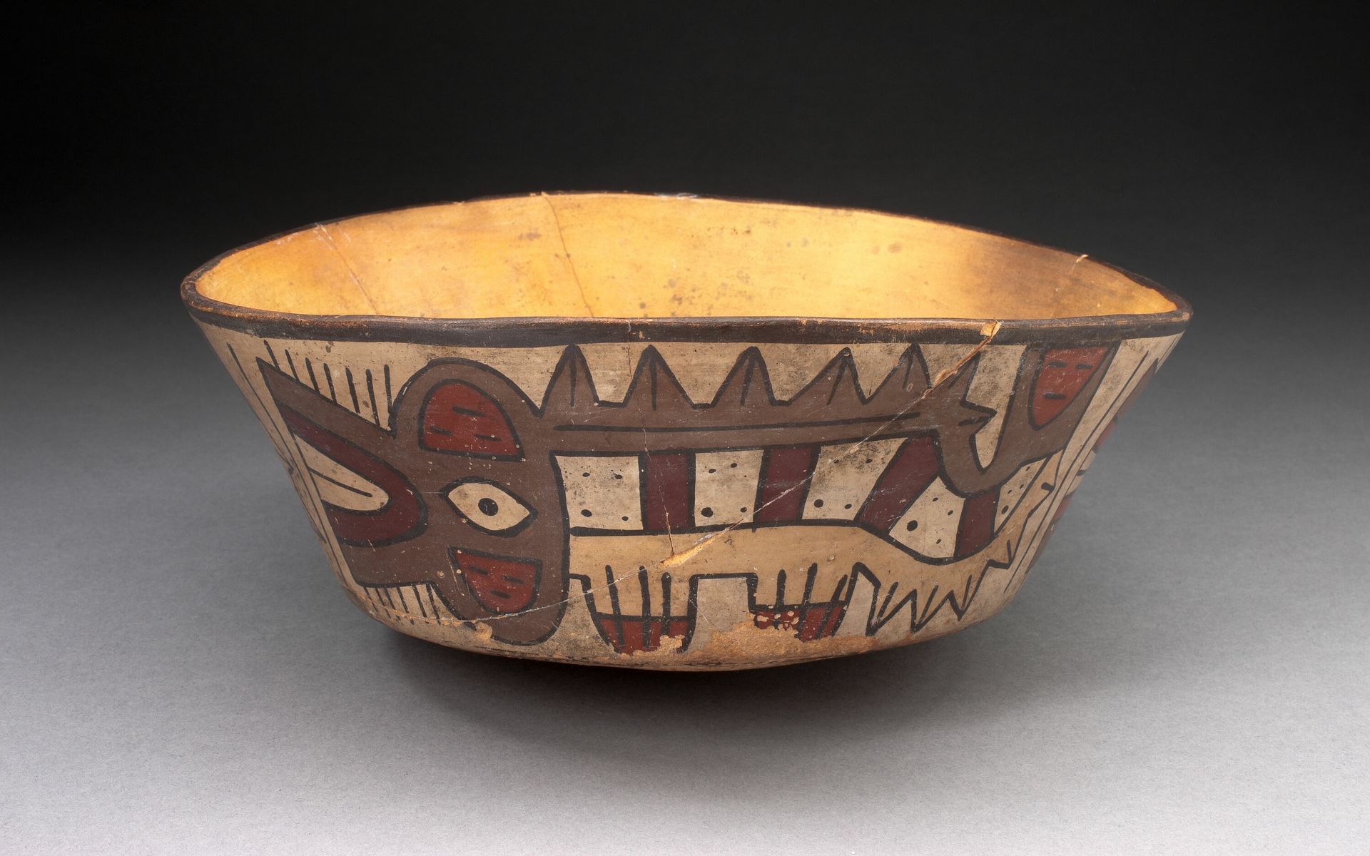 Flaring Bowl Depicting Abstract Killer Whales by Nazca