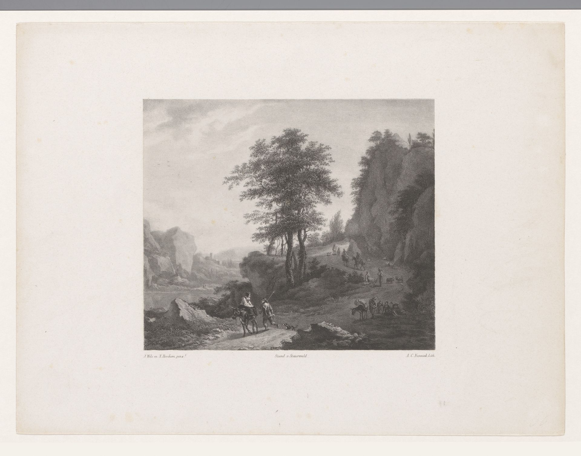 Figuren in berglandschap by Adolf Carel Nunnink