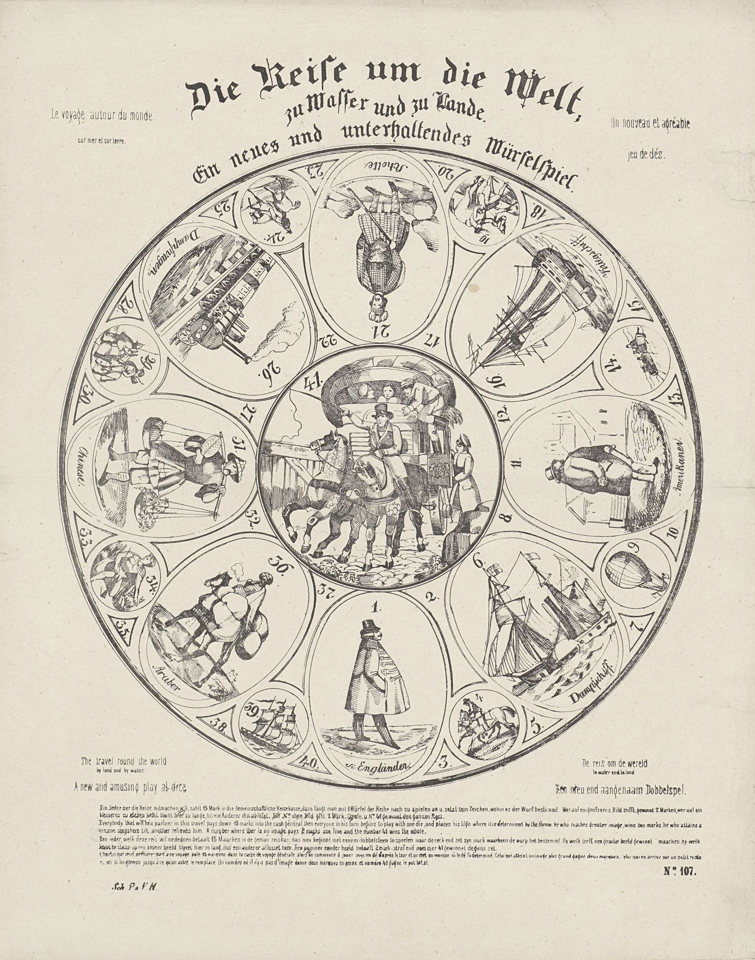 Reis om de wereld dobbelspel by P. & V.H. Sch.