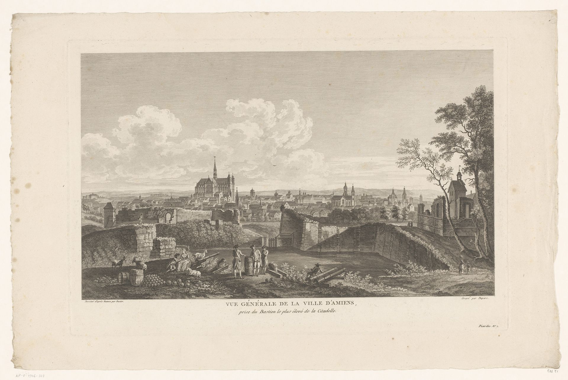 Landschap met zicht op Amiens by Marie Alexandre Duparc