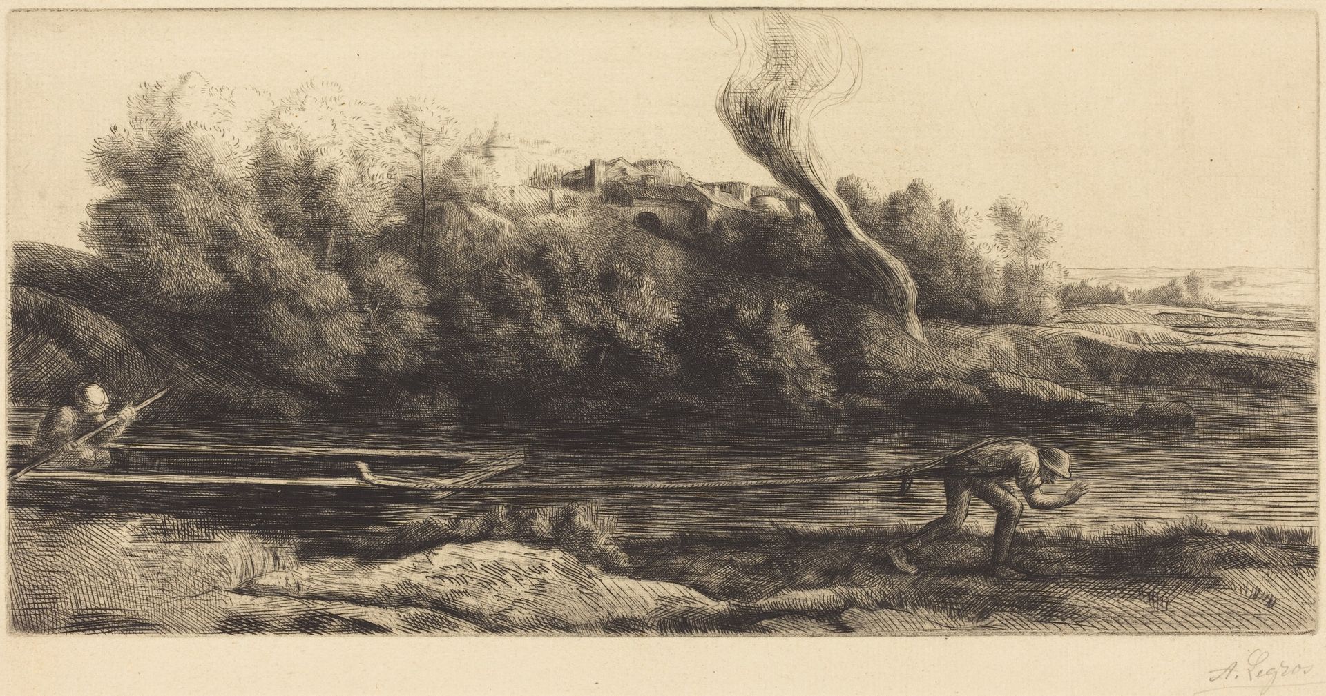 Landscape with Boat, 2nd plate (Paysage au bateau) by Alphonse Legros