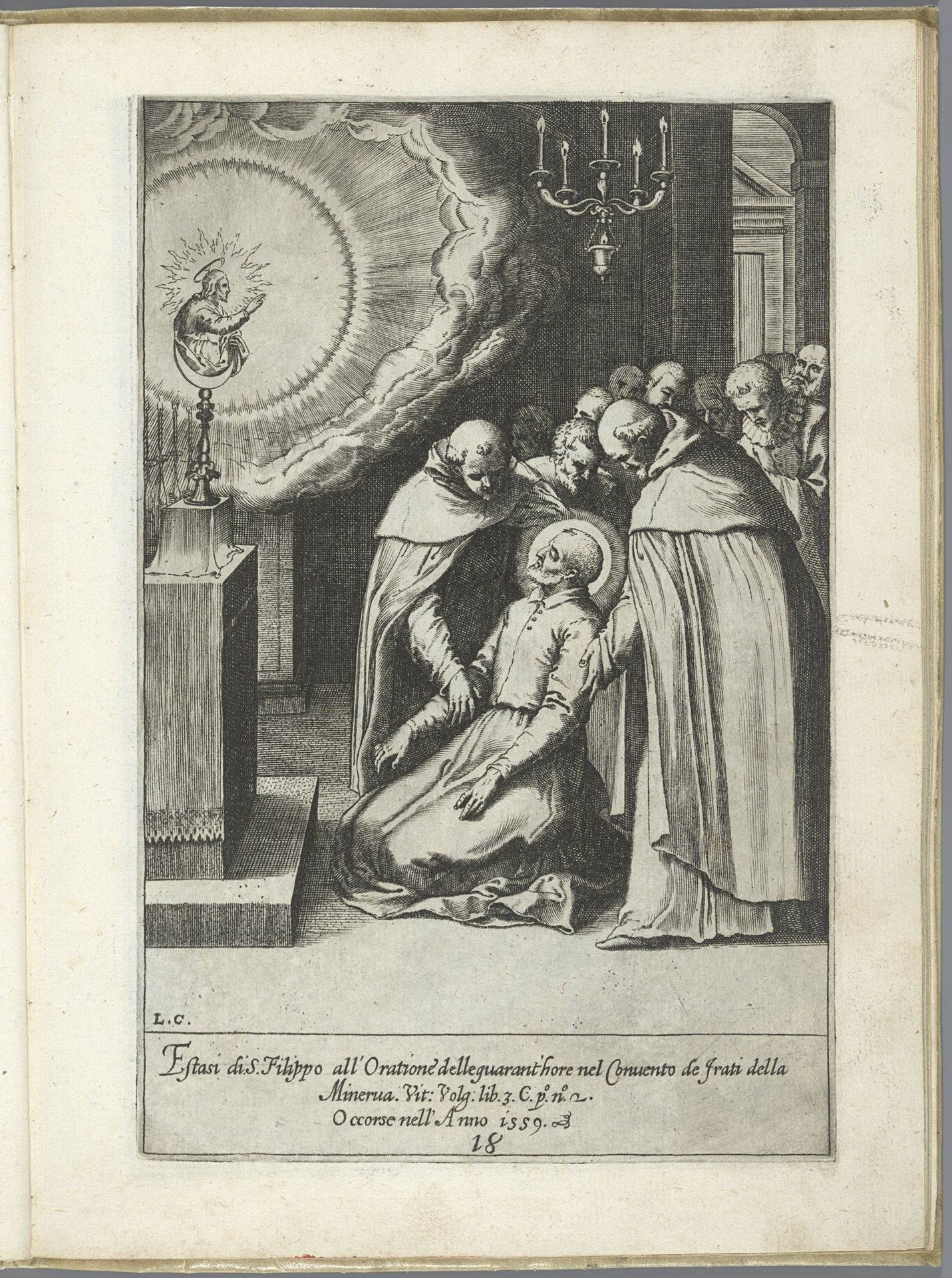 Filippo Neri in extase na veertig uur bidden by Luca Ciamberlano