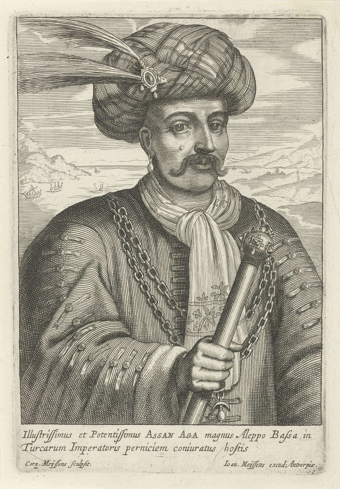Portret van Assan Aga by Cornelis Meyssens
