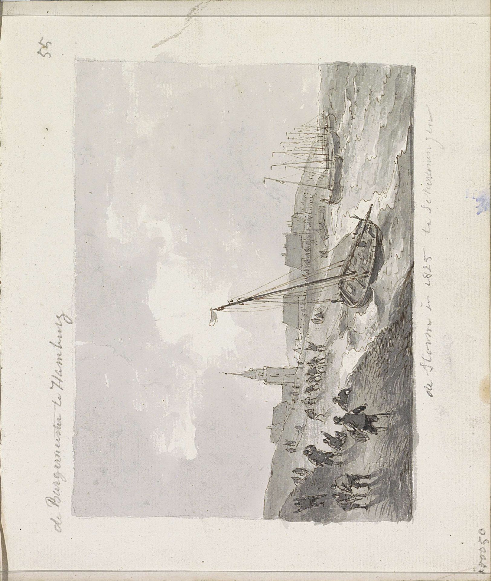 Strand van Scheveningen tijdens de storm van 1825 by Andreas Schelfhout