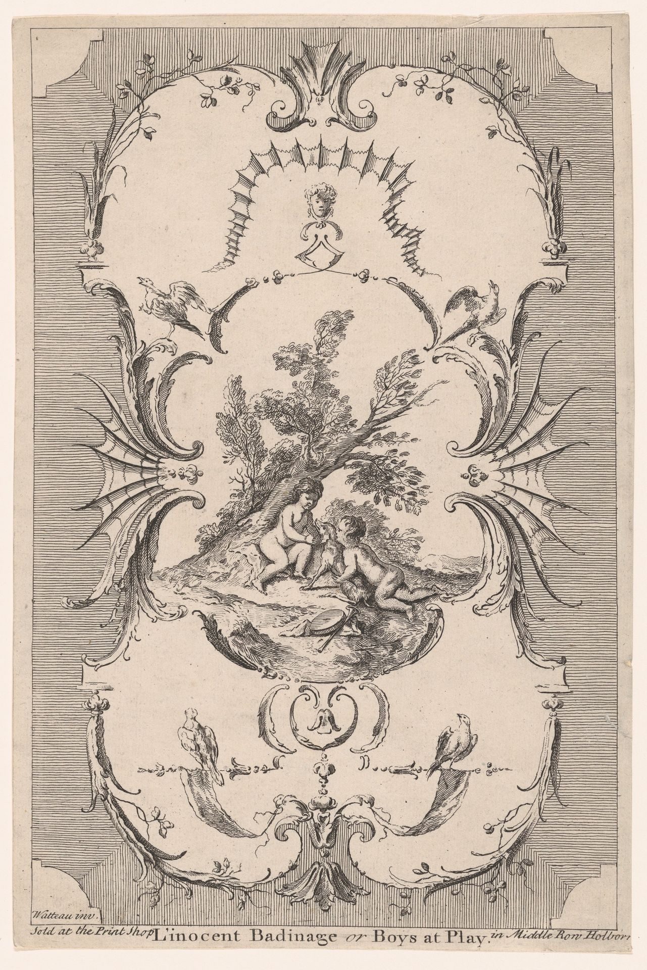 Design for Wallpaper "L'Innocent Badinage, or Boys at Play" by Paul Sandby