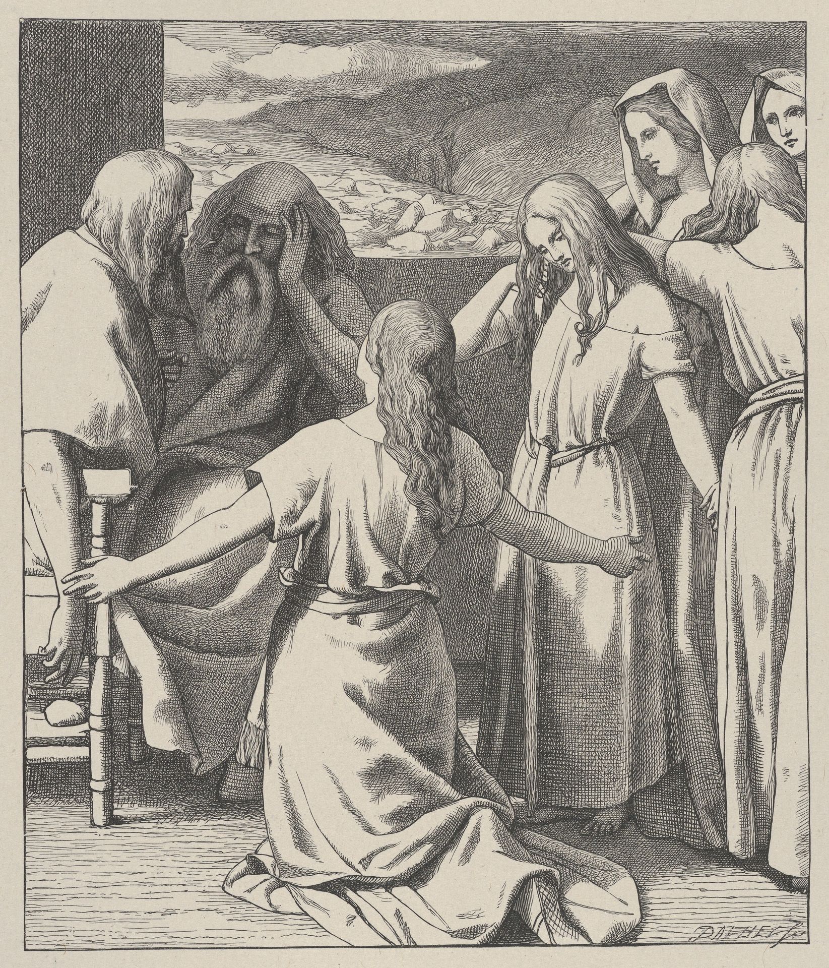 The Daughters of Zelophehad, from "Dalziels' Bible Gallery" by Frederick Richard Pickersgill