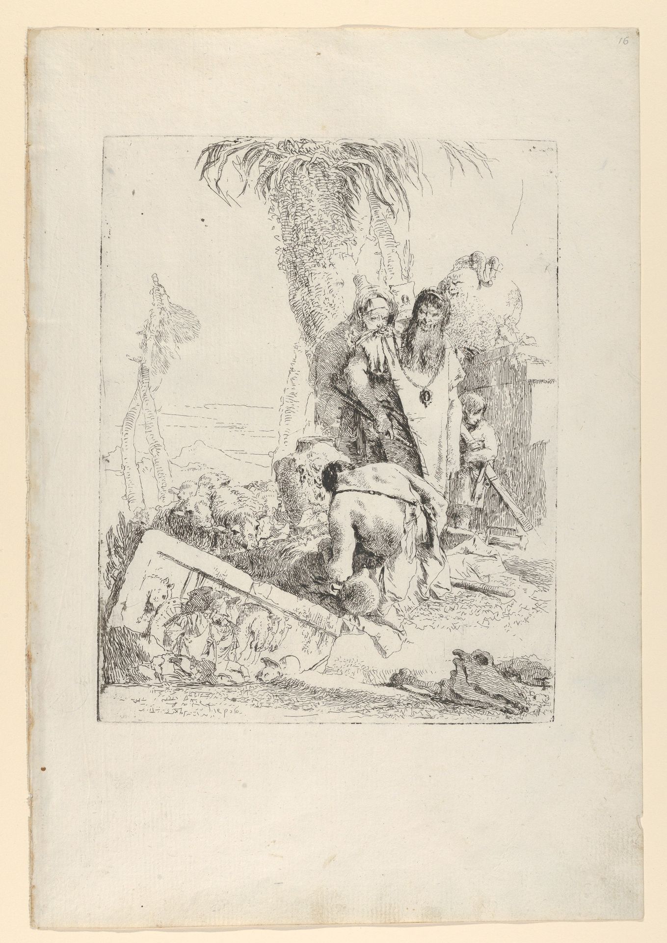 A Shepherd with two Magicians, from the Scherzi by Giovanni Battista Tiepolo